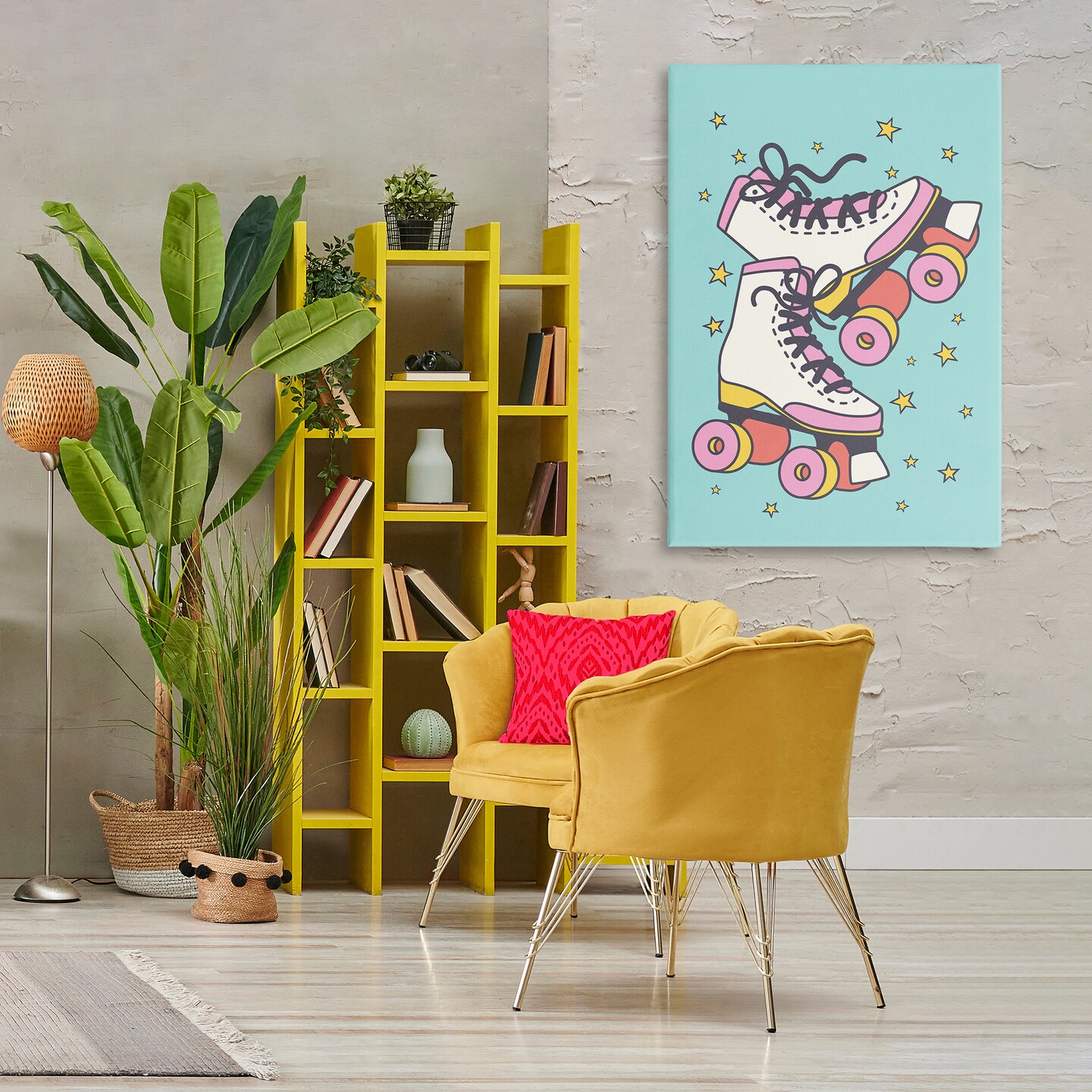 Stupell Industries Vintage Roller Skates Canvas Wall Art Design by Nataly White
