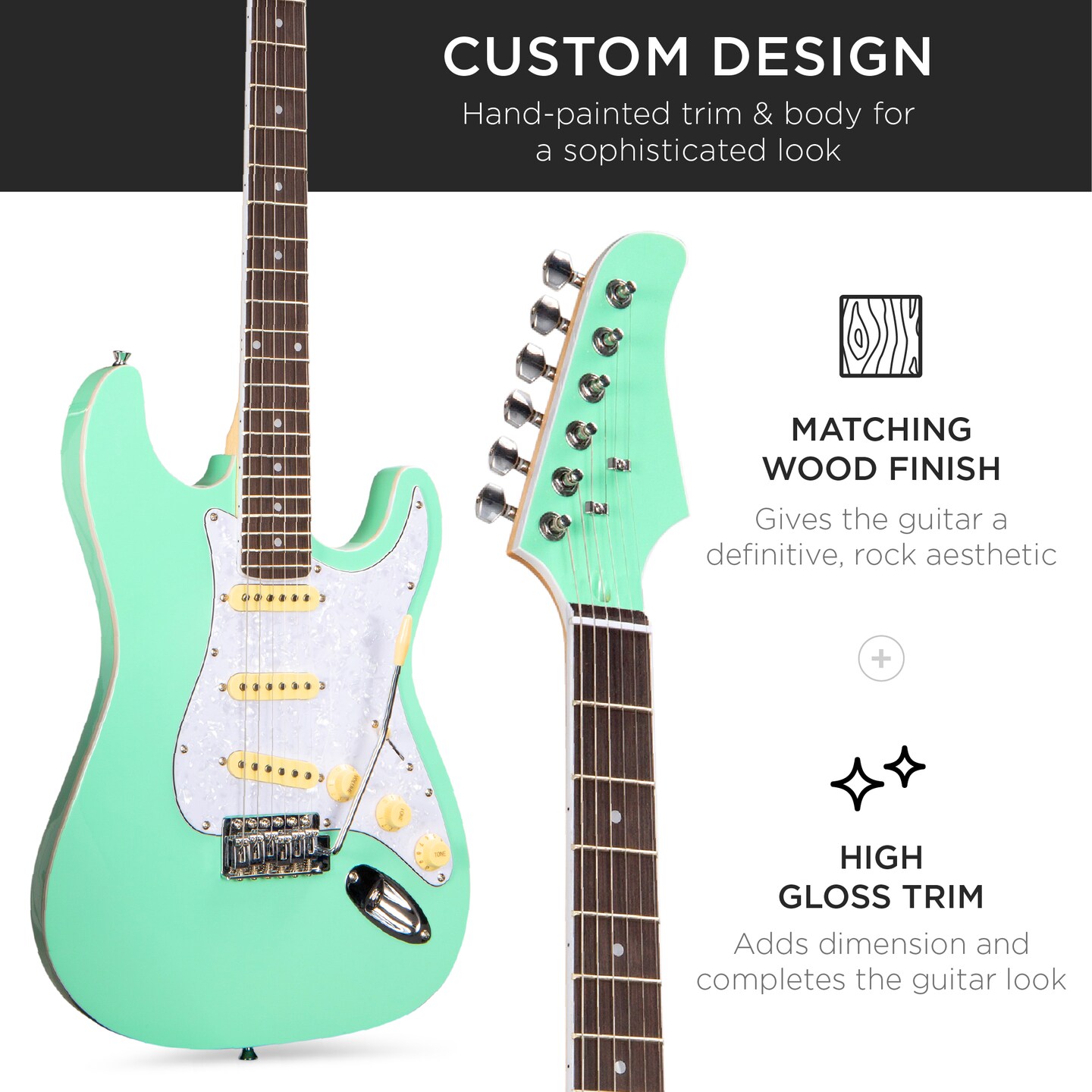 Best Choice Products 39in Full Size Beginner Electric Guitar Kit with Case, Strap, Amp, Whammy Bar