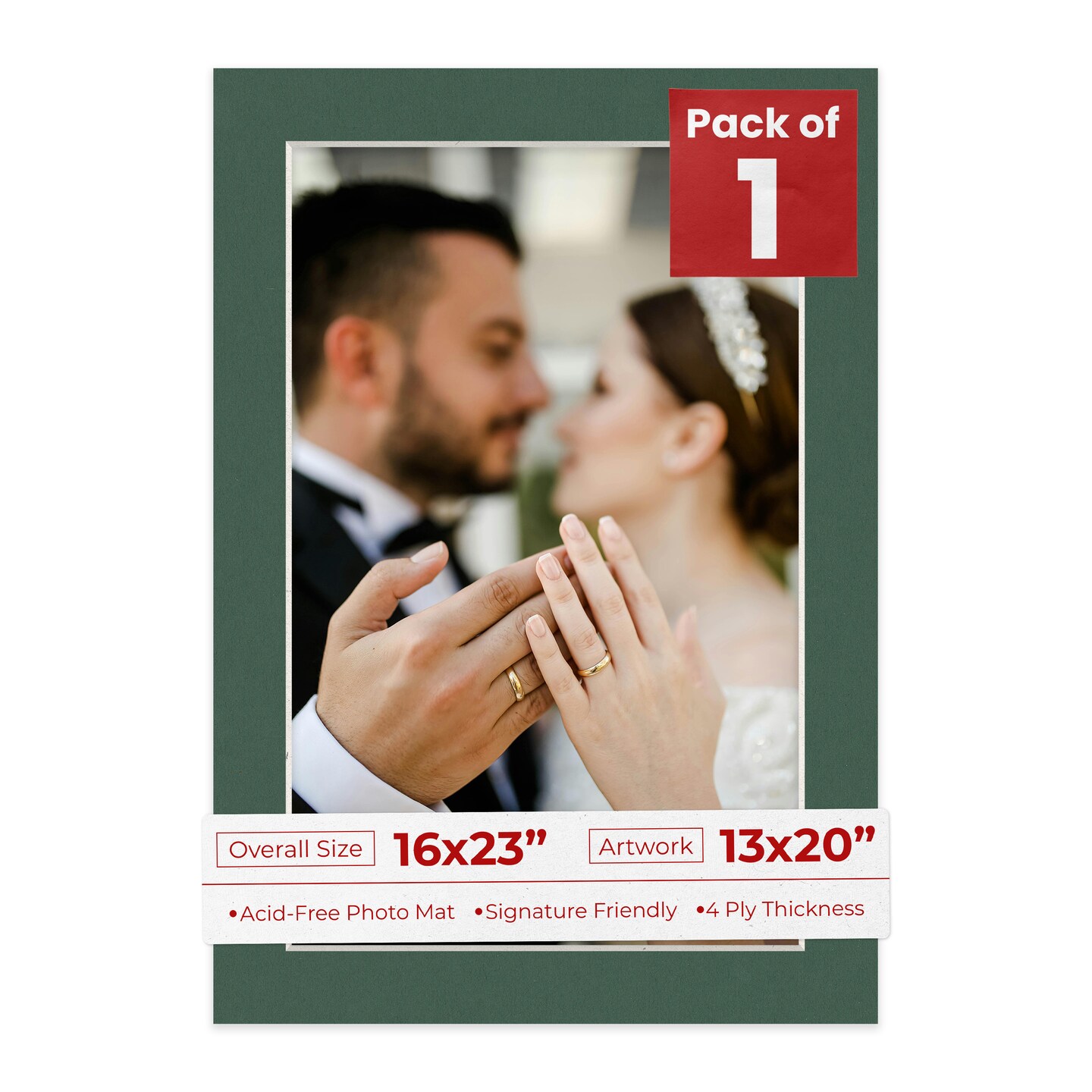 Hunter Green Mat Board for 16x23 Frames - Fits 13x20 Photos, Color ...
