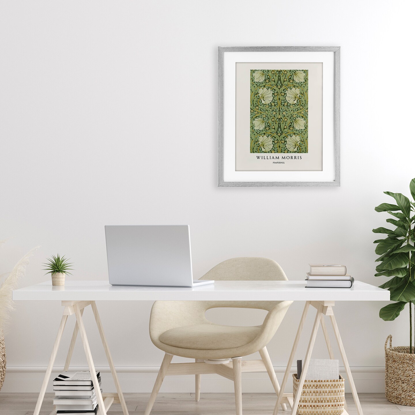 Stupell Industries William Morris Symmetrical Pimpernel Black Framed Print Under Glass, design by Vintage Hustle