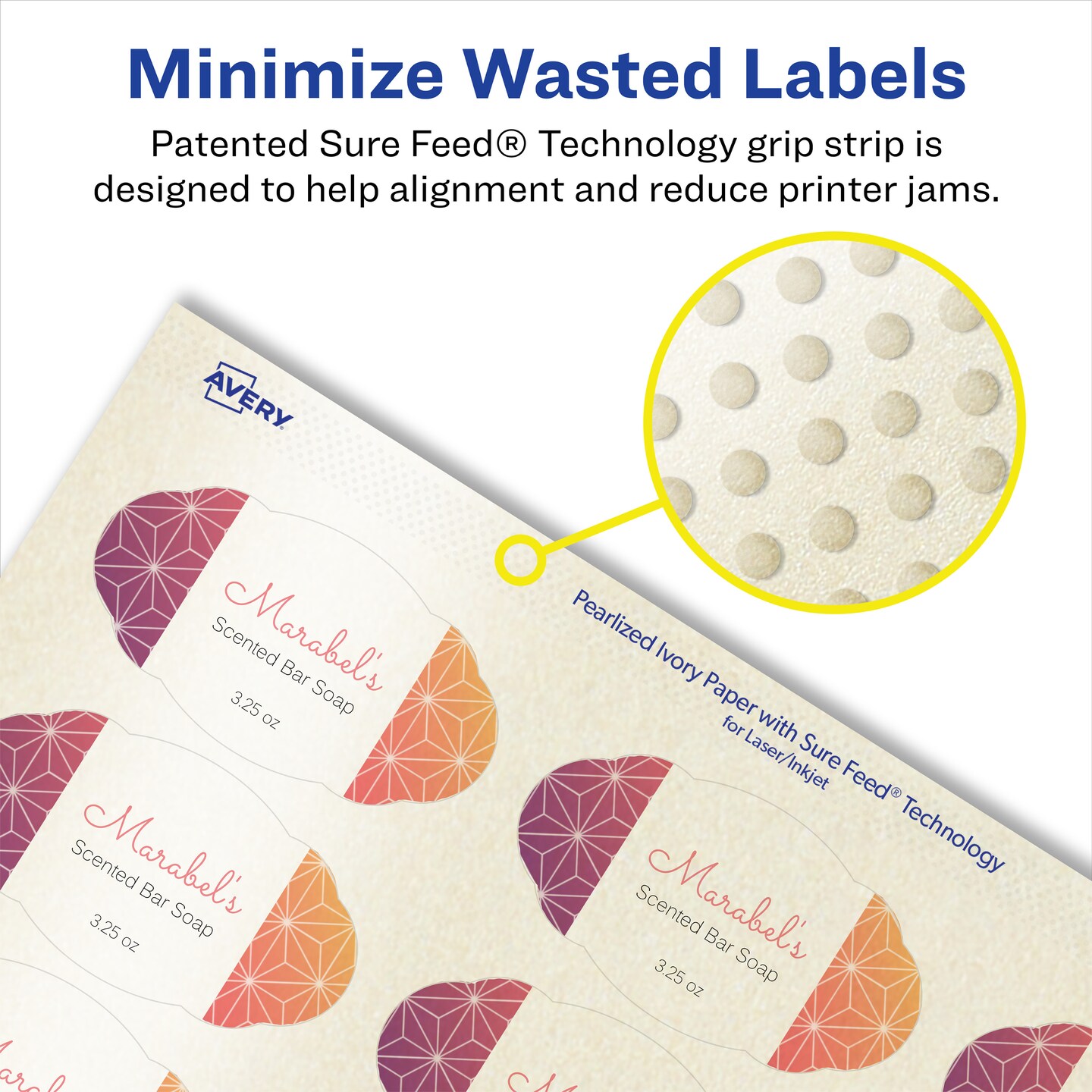 Avery Pearlized Ivory Oval Scalloped Labels with Sure Feed Technology, Print-to-the-Edge, 1-1/8" x 2-1/4"