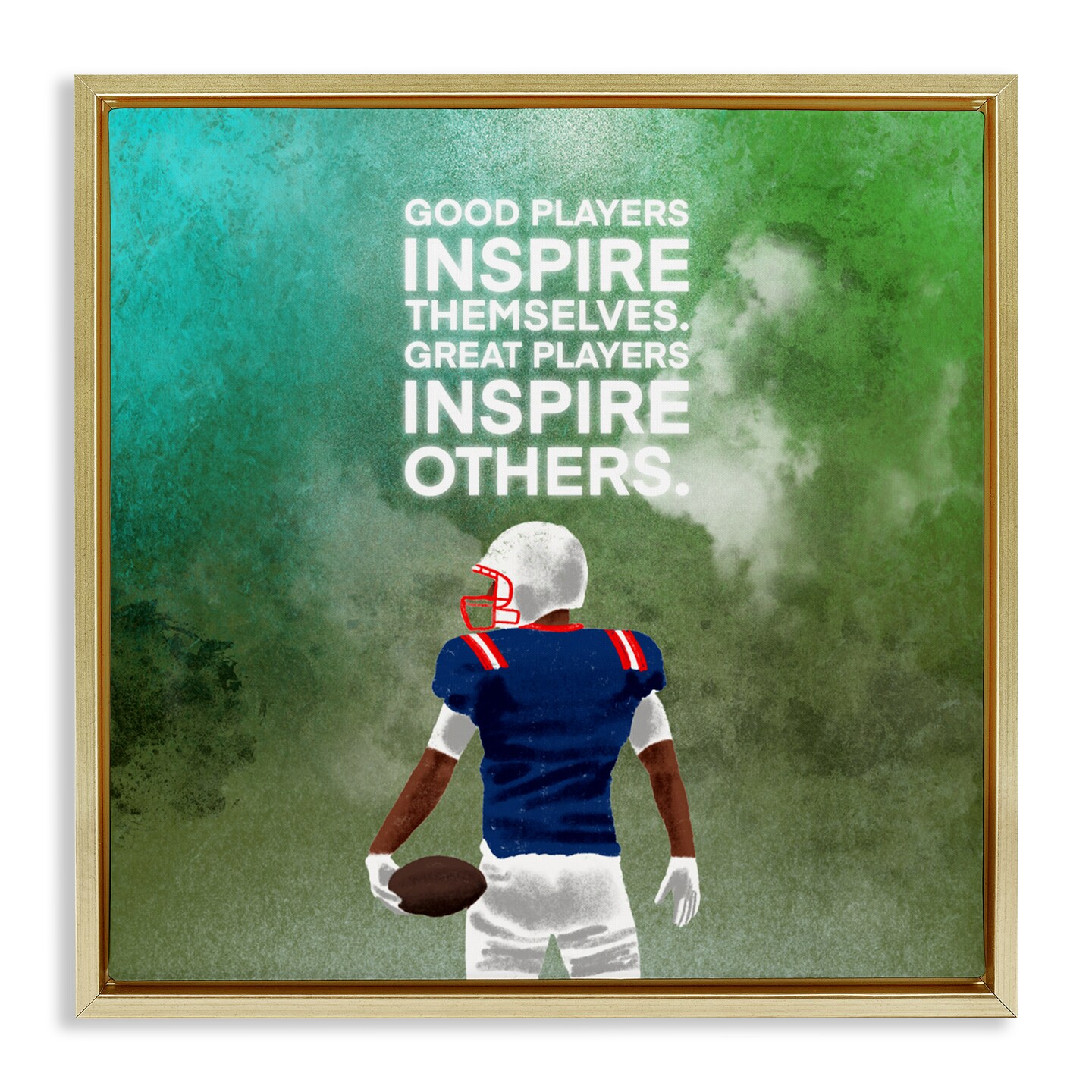 Stupell Industries Great Players Inspiring Athlete Quote Black Framed Floater Canvas Wall Art, design by Marcus Prime