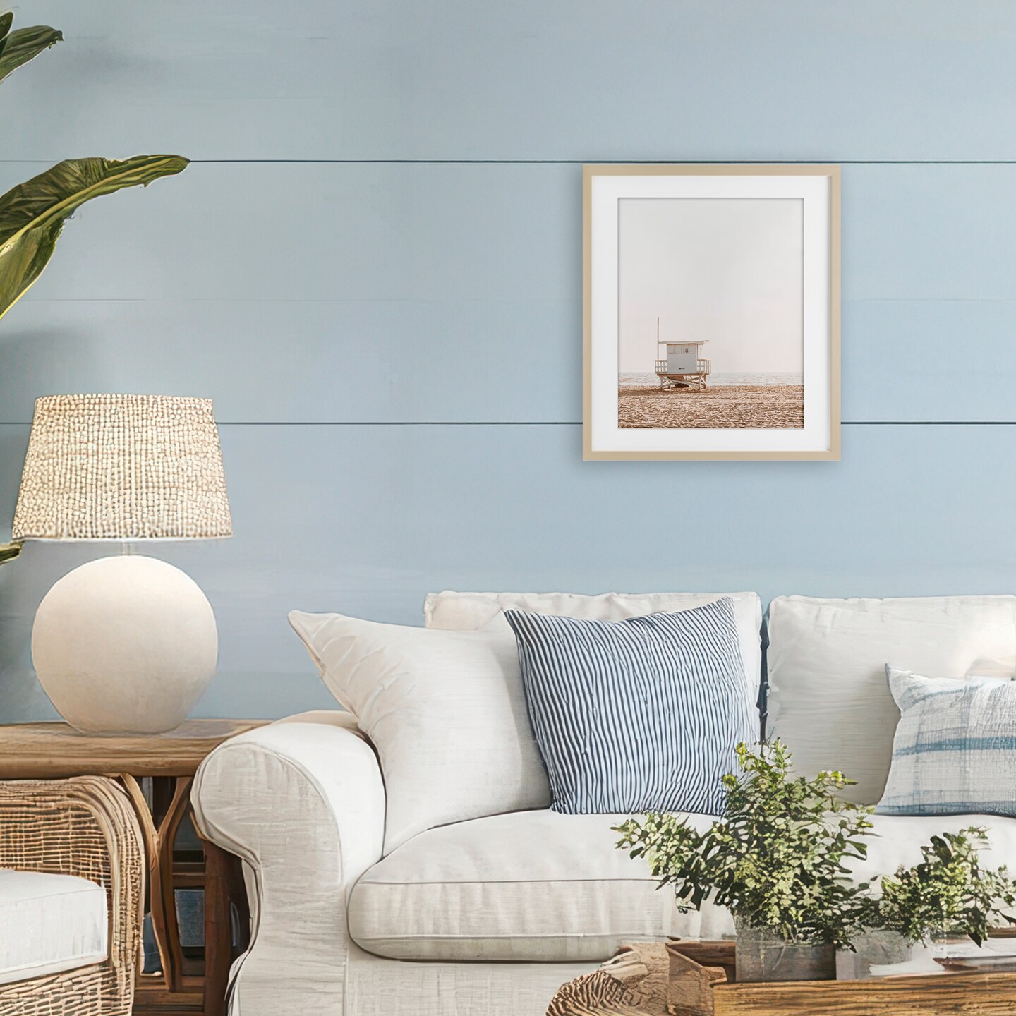 Stupell Industries Minimalist Beach Hut Neutrals Black Framed Print Under Glass, design by Sisi and Seb