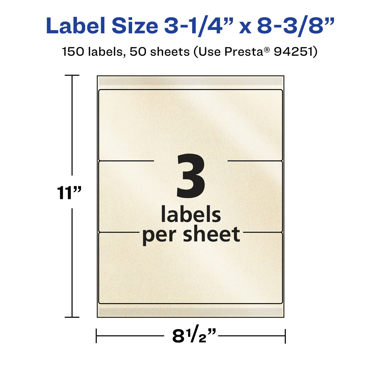Avery Pearlized Ivory Rectangle Labels with Sure Feed Technology, 3-1/4" x 8-3/8"