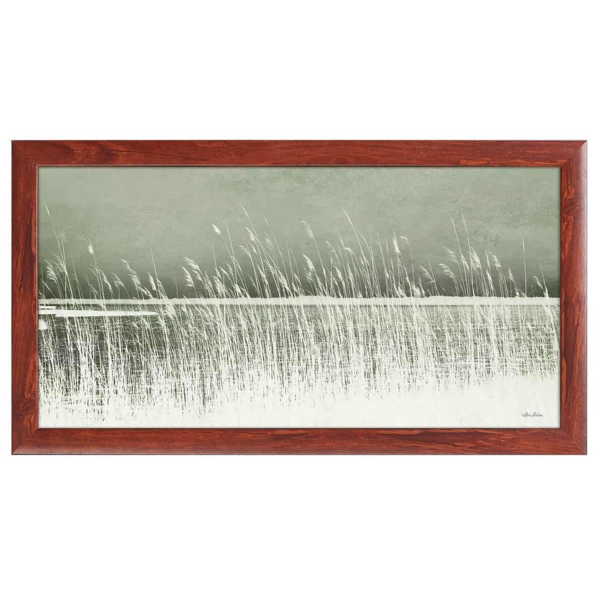 9" x 18" Beach Grass Framed Wall Art, Contemporary Nature and Landscape Home Décor, Glass Facing and Hanging Hardware Included