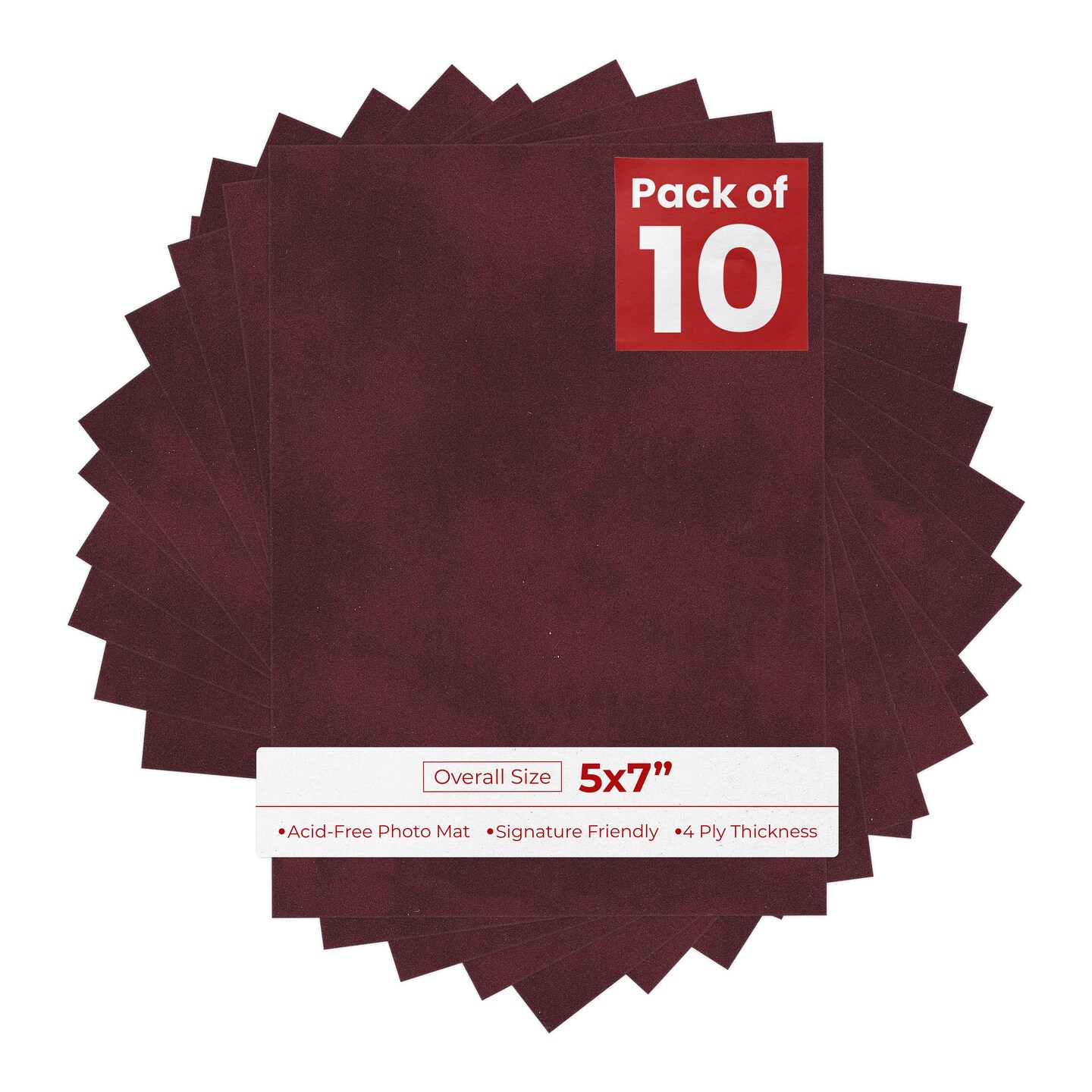 Dark Red Suede 5x7 Uncut Mat Board - Blank Sheets, No Opening
