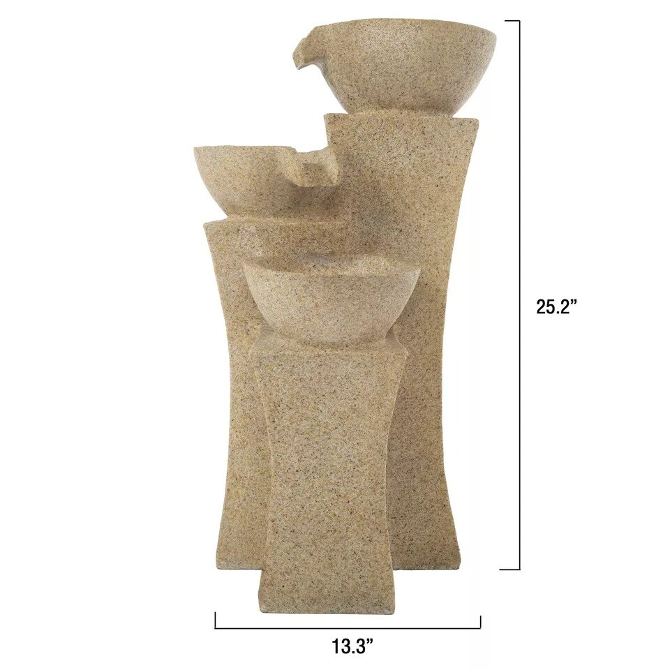 Cascading Bowls Fountain LED Lights Outdoor 25 Inch High Pump Included