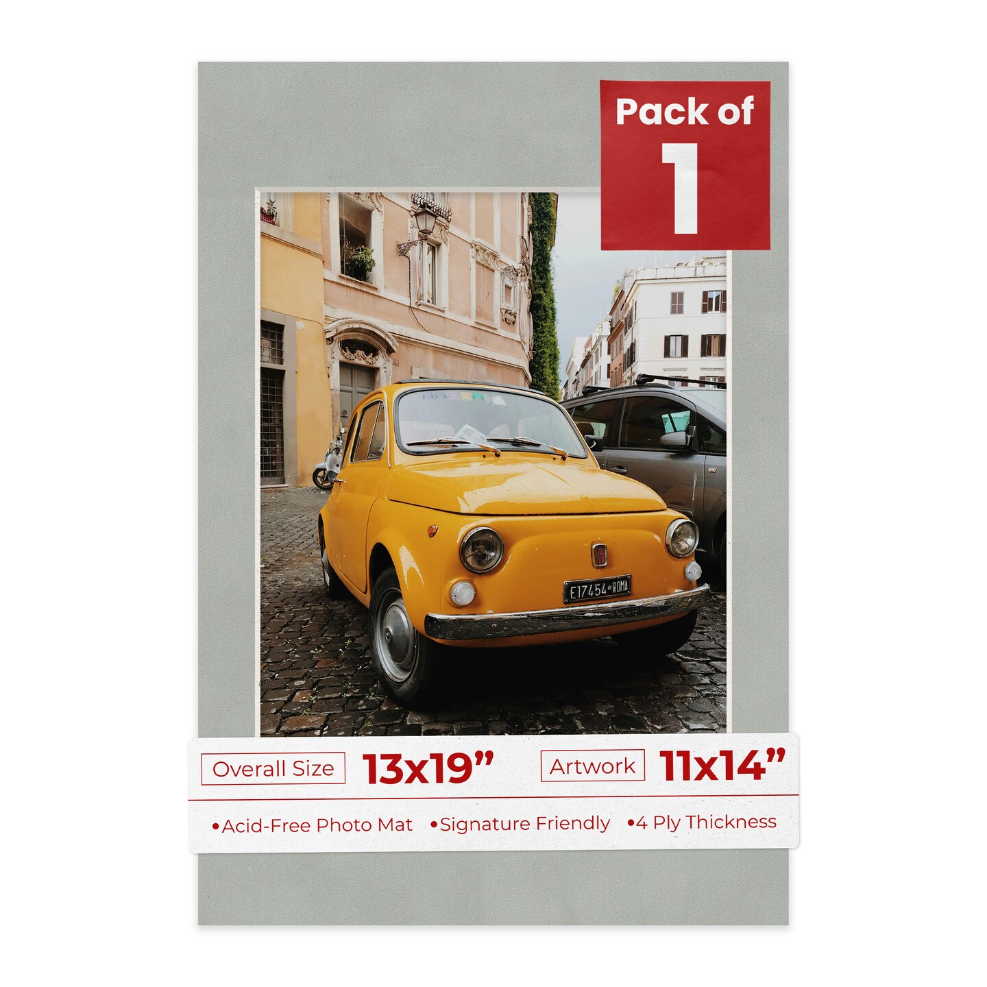 Light Grey Suede Mat Board for 13x19 Frames - Fits 11x14 Photos