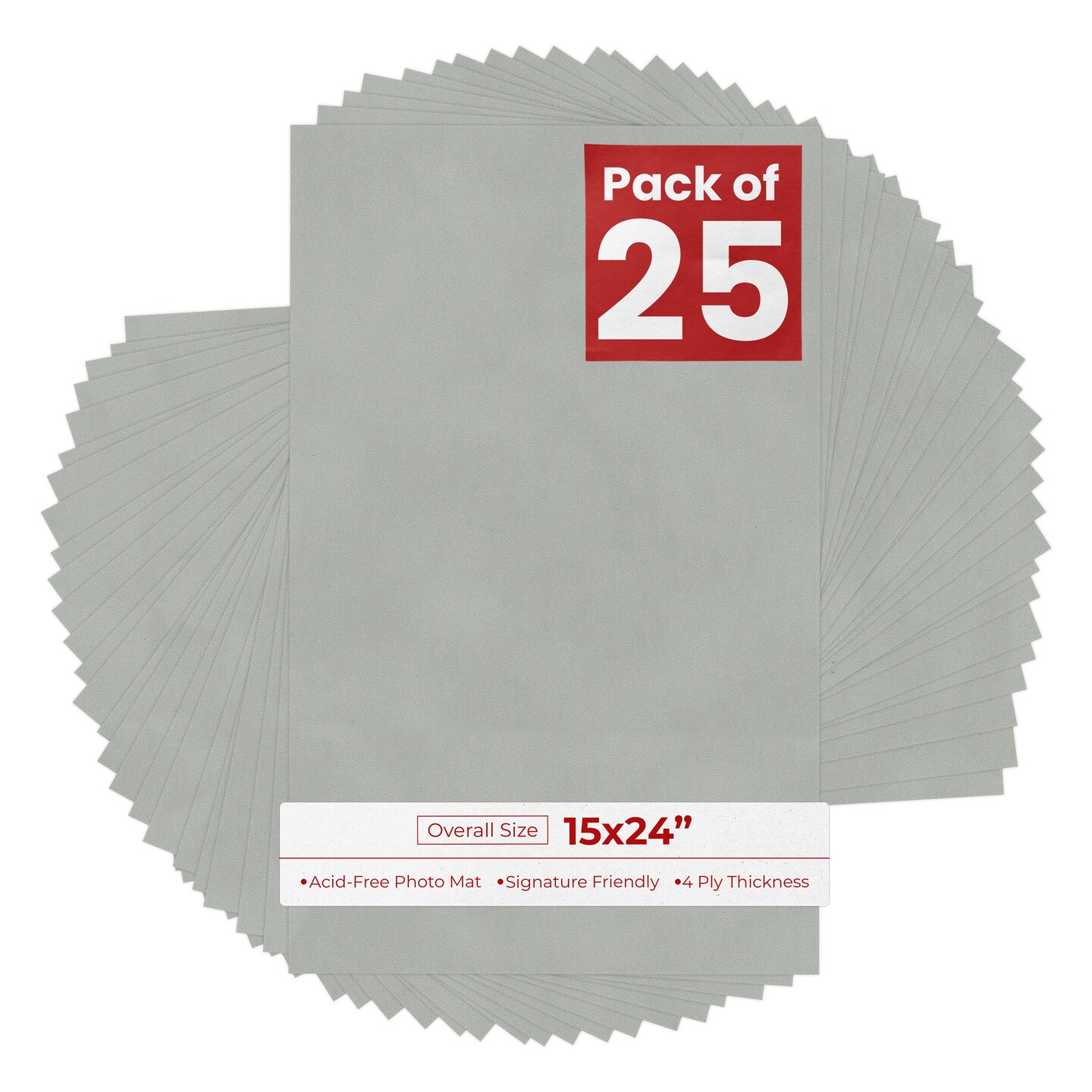 Light Grey Suede 15x24 Uncut Mat Board - Blank Sheets, No Opening