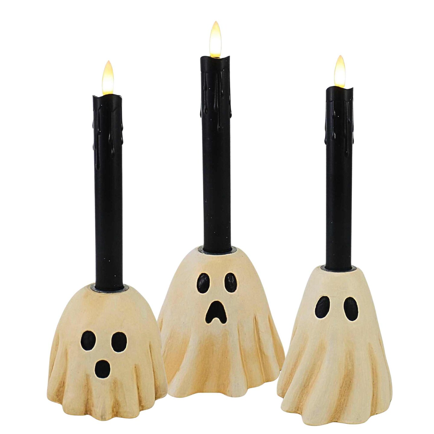 Bethany Lowe 12.0 Inch Ghost Trio With Candles Halloween Figurine Set , Lightweight Halloween Decor Lights Spooky