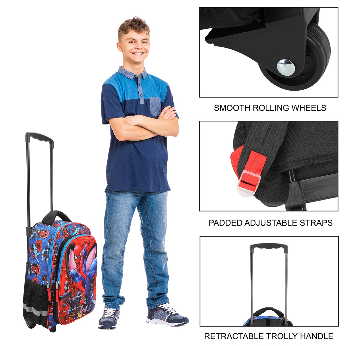 Spider-Man Peter & Miles 16" Rolling Travel Backpack, Color ...