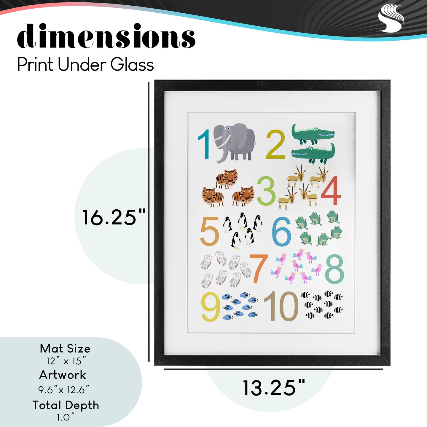 Stupell Industries Kid's Counting Animals Framed Print Under Glass, design by Carla Daly