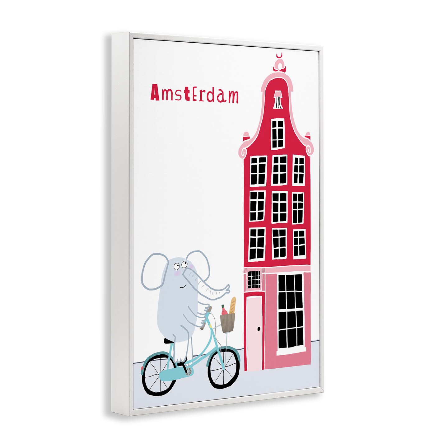 Stupell Industries Elephant & Amsterdam Building Framed Giclee, design by Carla Daly