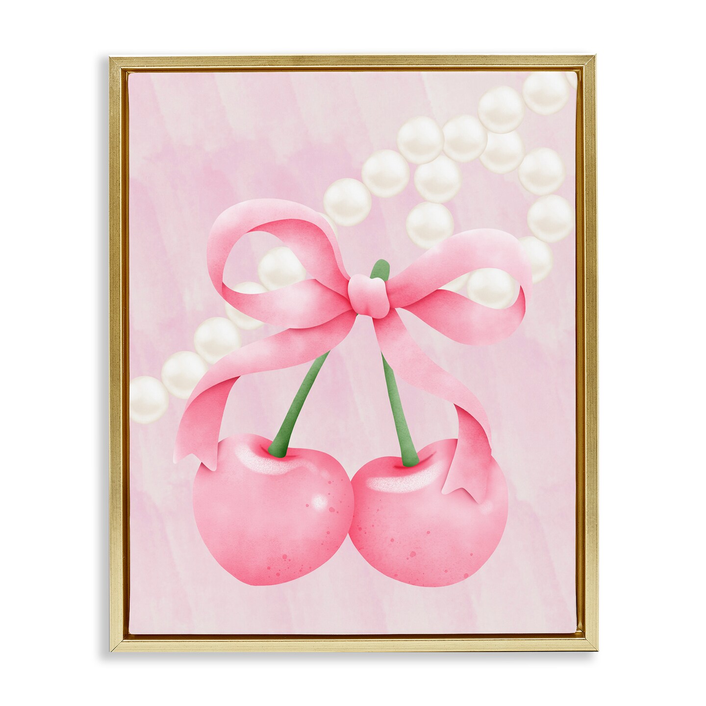 Stupell Industries Pastel Cherries with Pearls Floating Frame, design by Jesse Keith