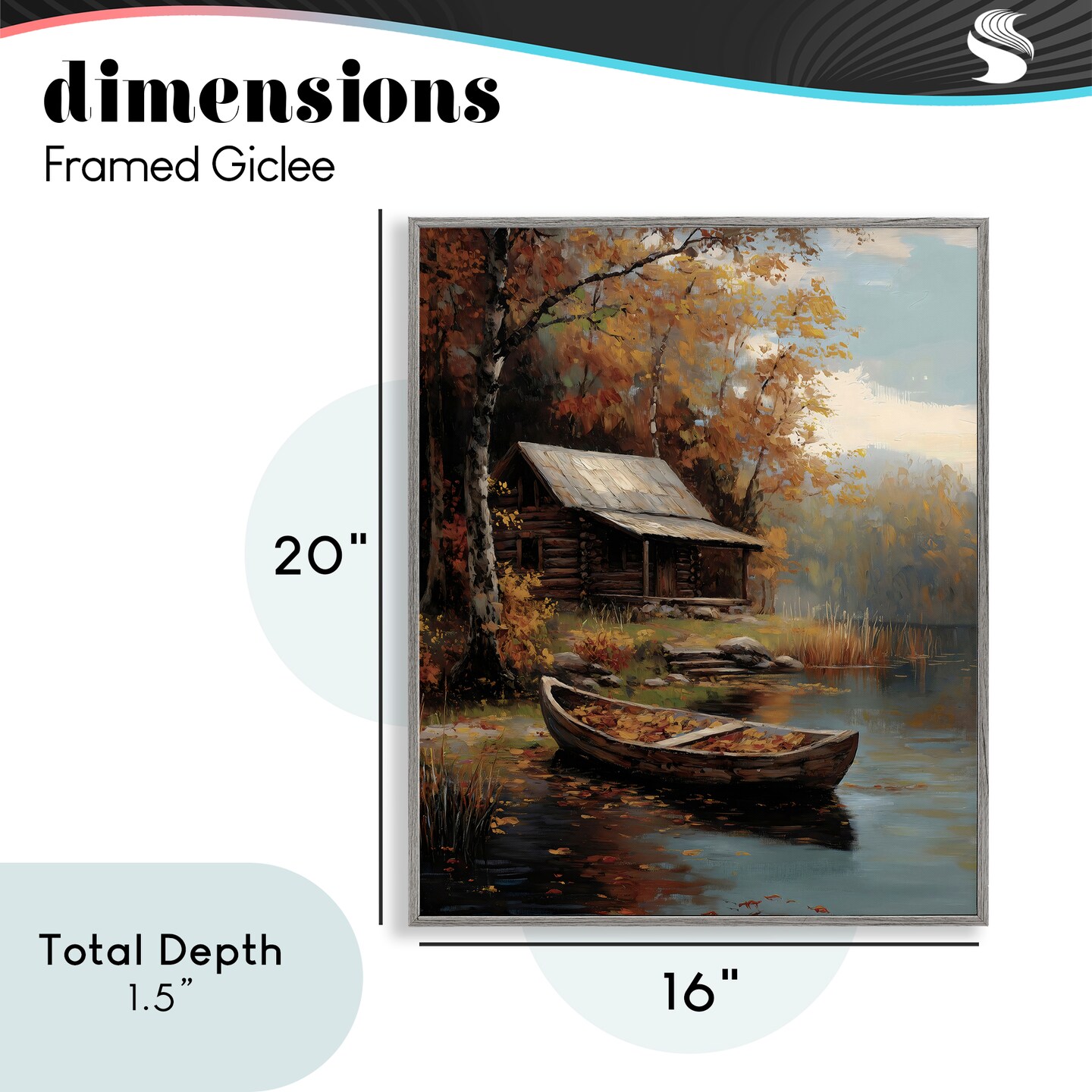 Stupell Industries Autumn Cabin Canoe with Leaves Framed Giclee, design by Arlington Prints