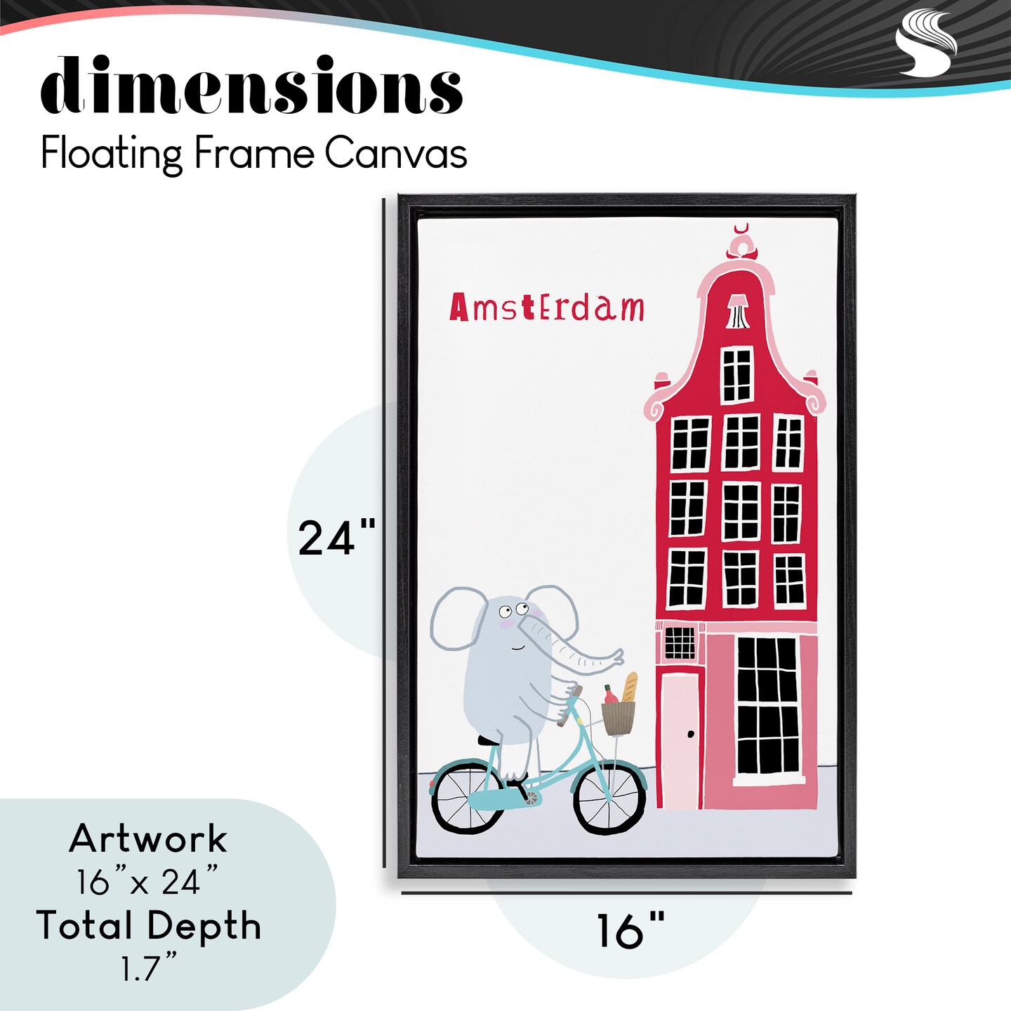 Stupell Industries Elephant & Amsterdam Building Floating Frame, design by Carla Daly