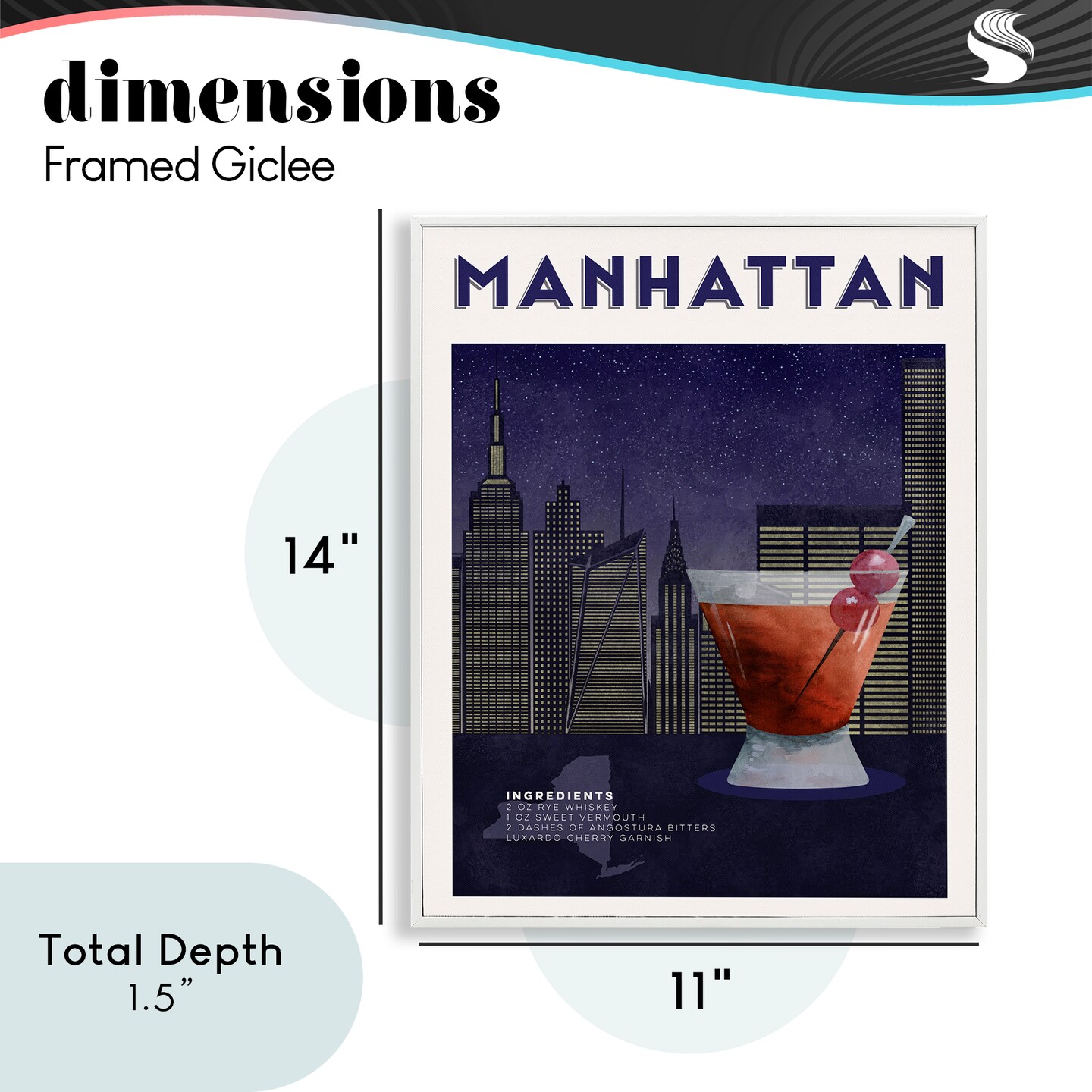 Stupell Industries Retro Manhattan Cocktail Cityscape Framed Giclee, design by Brett Blumenthal