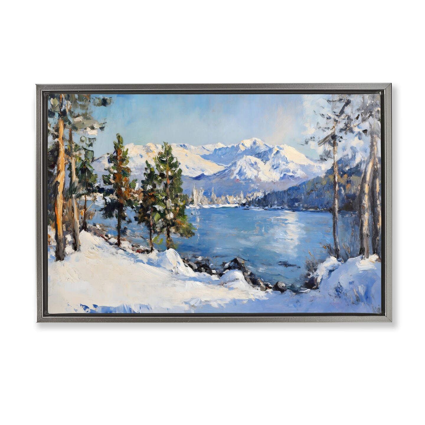 Stupell Industries Winter Mountain Lake Floating Frame, design by Petal Prints Design