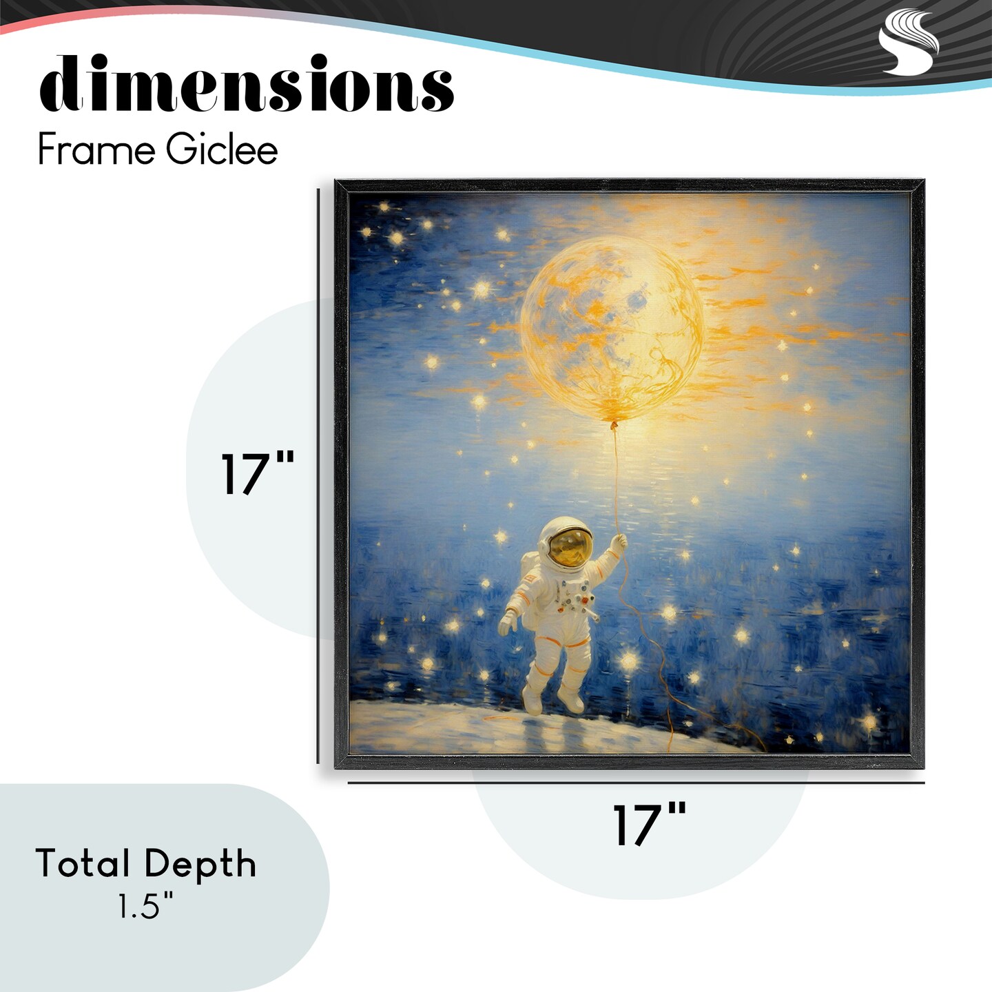 Stupell Industries Astronaut with Dreamy Cosmic Balloon Framed Giclee, design by Angie Hawke