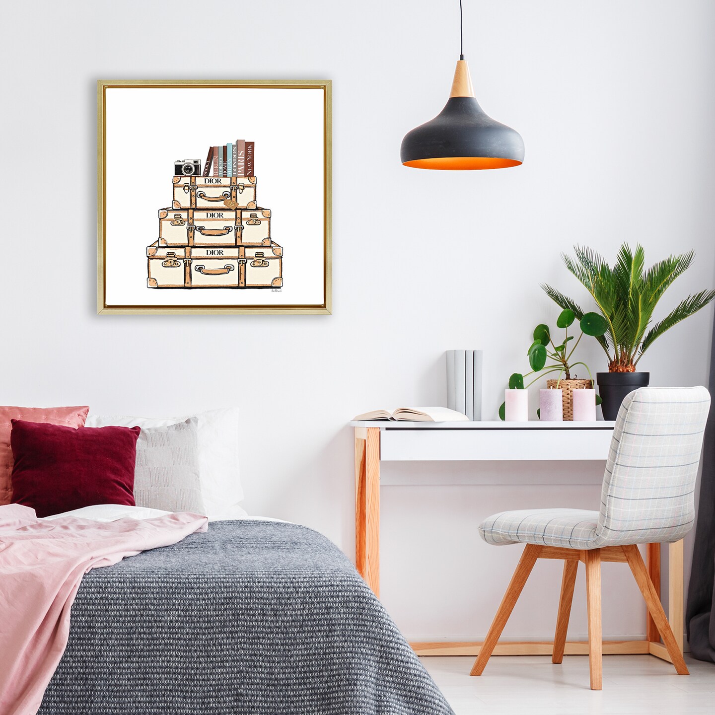 Stupell Industries Cream Luggage Stack Floating Frame, design by Amanda Greenwood