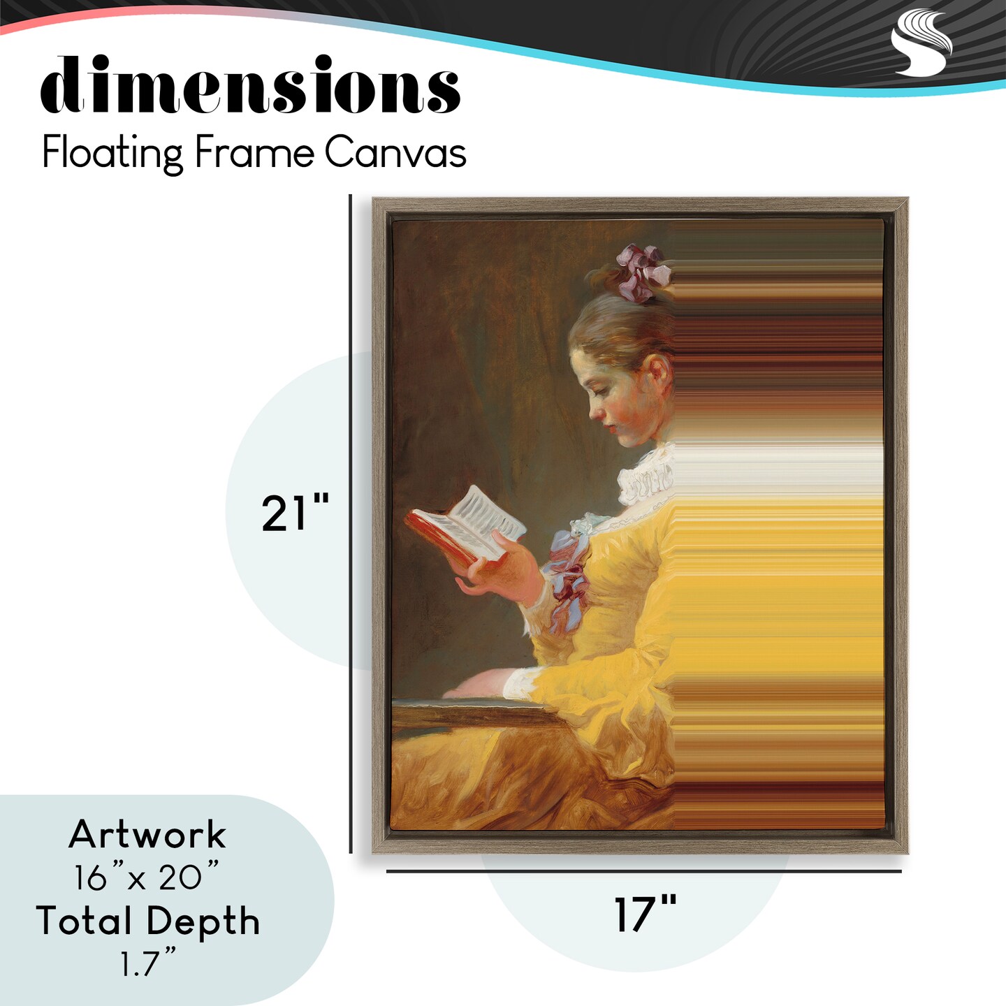 Stupell Industries Vintage Lady Reading with Gradient Streaks Floating Frame, design by Seven Trees Design