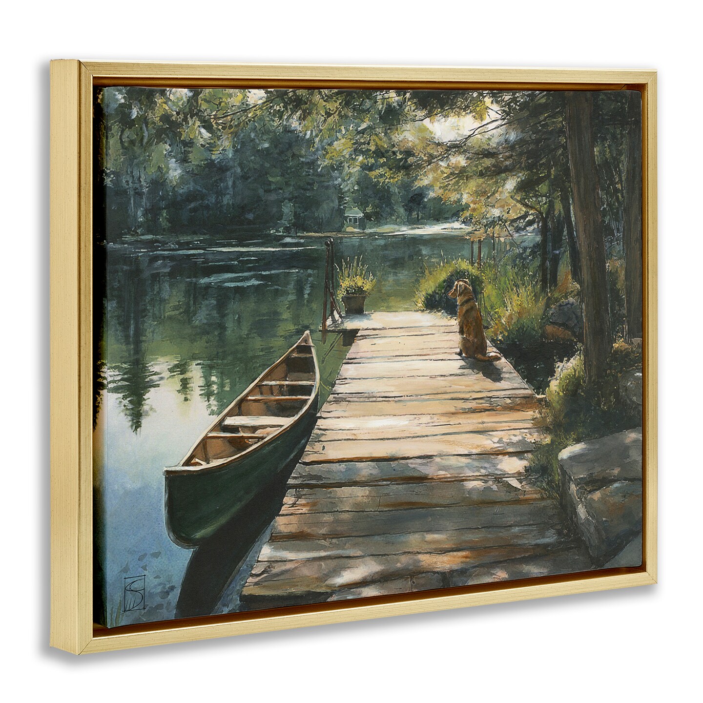 Stupell Industries Lake Life Dog on Dock Floating Frame, design by Sara Culpepper