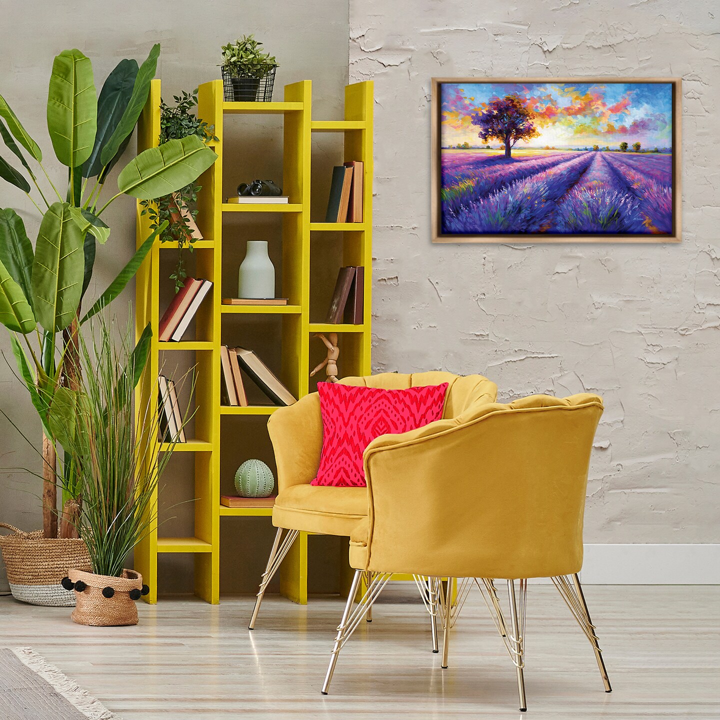 Stupell Industries Lavender Field Landscape Sunset Floating Frame By Leon Devenice