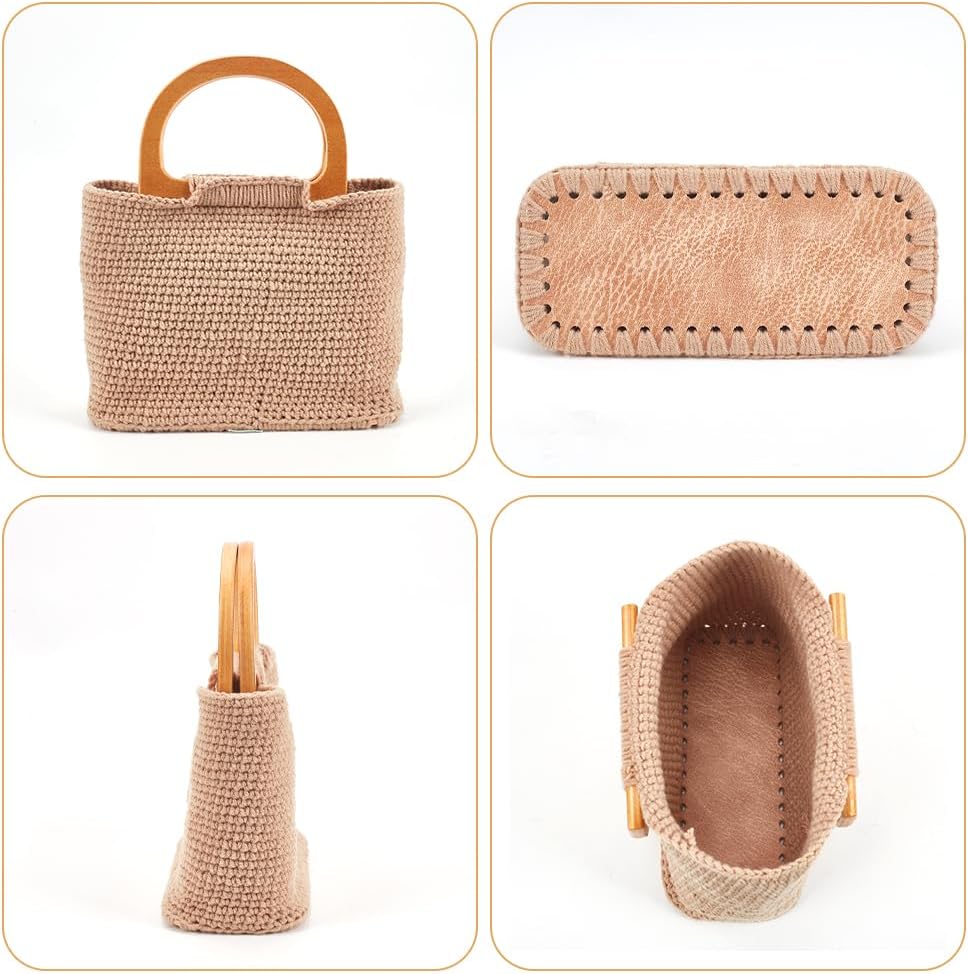 Crochet Handbag Making Kit with Leather Bottom