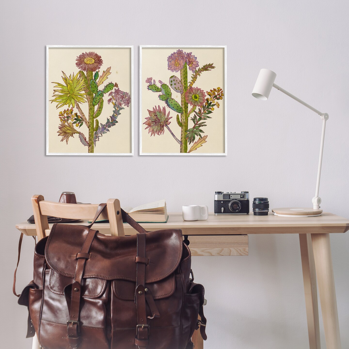 Stupell Industries Neon Blooms Cacti 2pc Framed Giclee Set By Melissa Wang