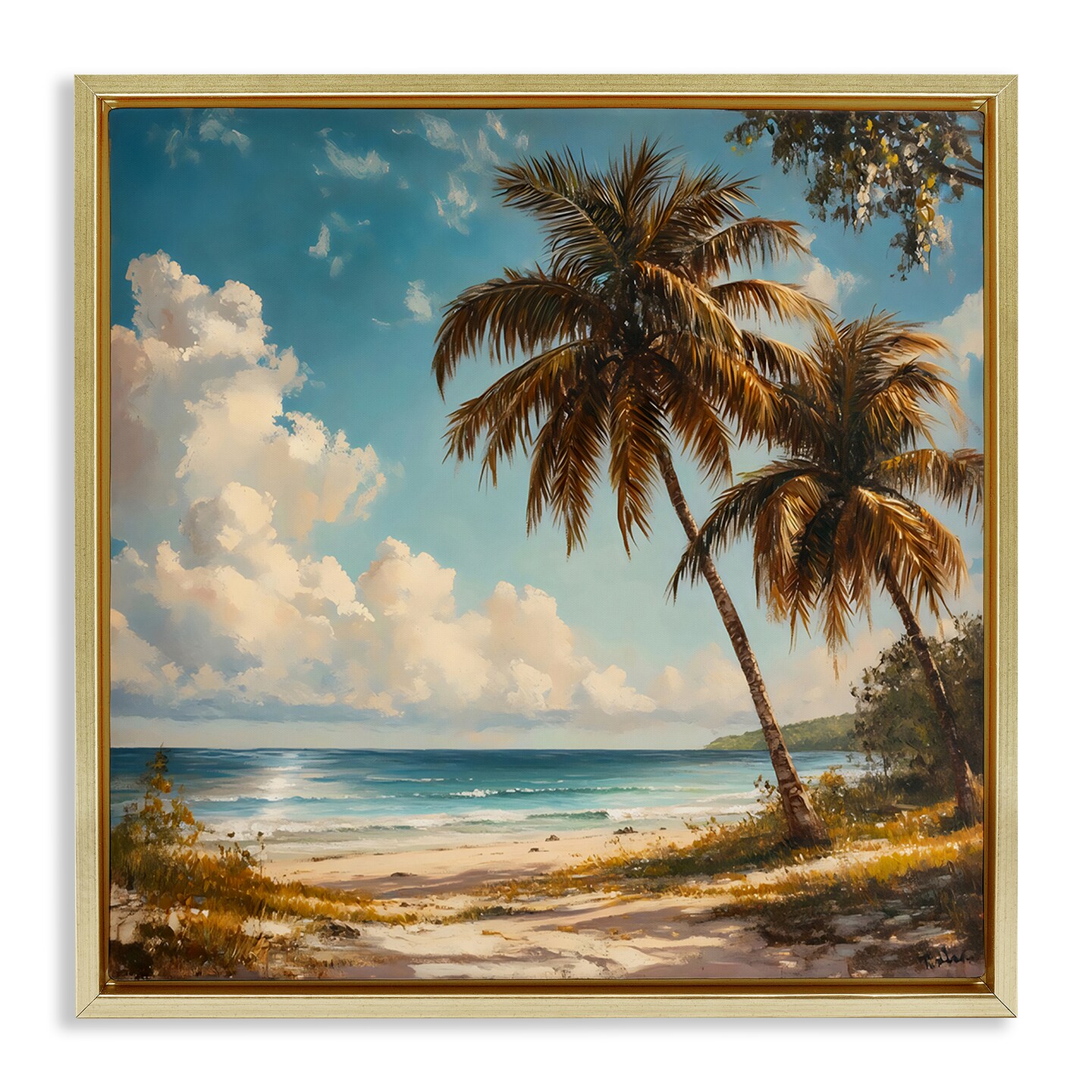 Stupell Industries Summer Beach with Two Palms Floating Frame By LSR ...