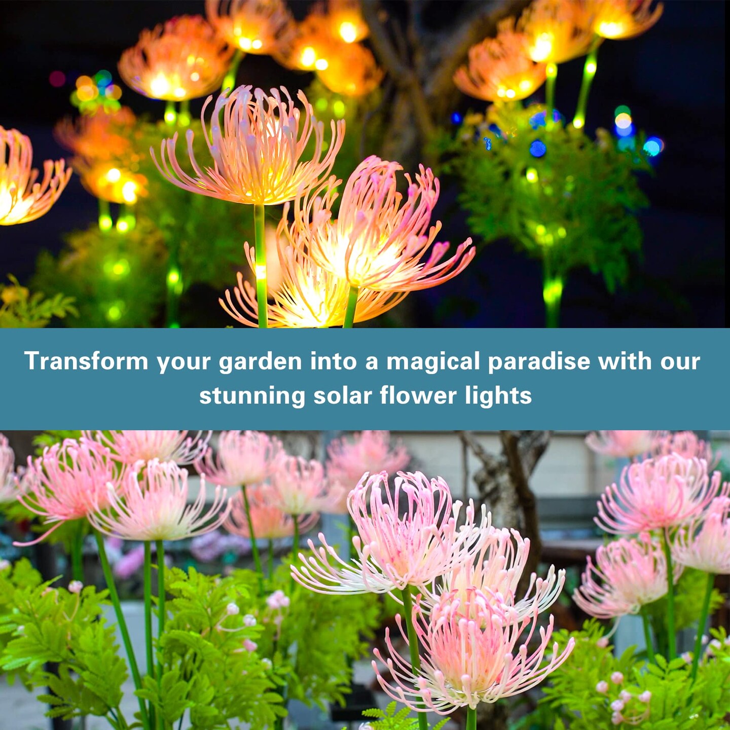 DooYard Solar Garden Lights, Solar Flowers Lights with Glowing Flowers &#x26; Stems, Upgraded Solar Panel, Solar Lights Outdoor for Garden Decoration,Yard Decor and Gift for Mother (2 Pack)