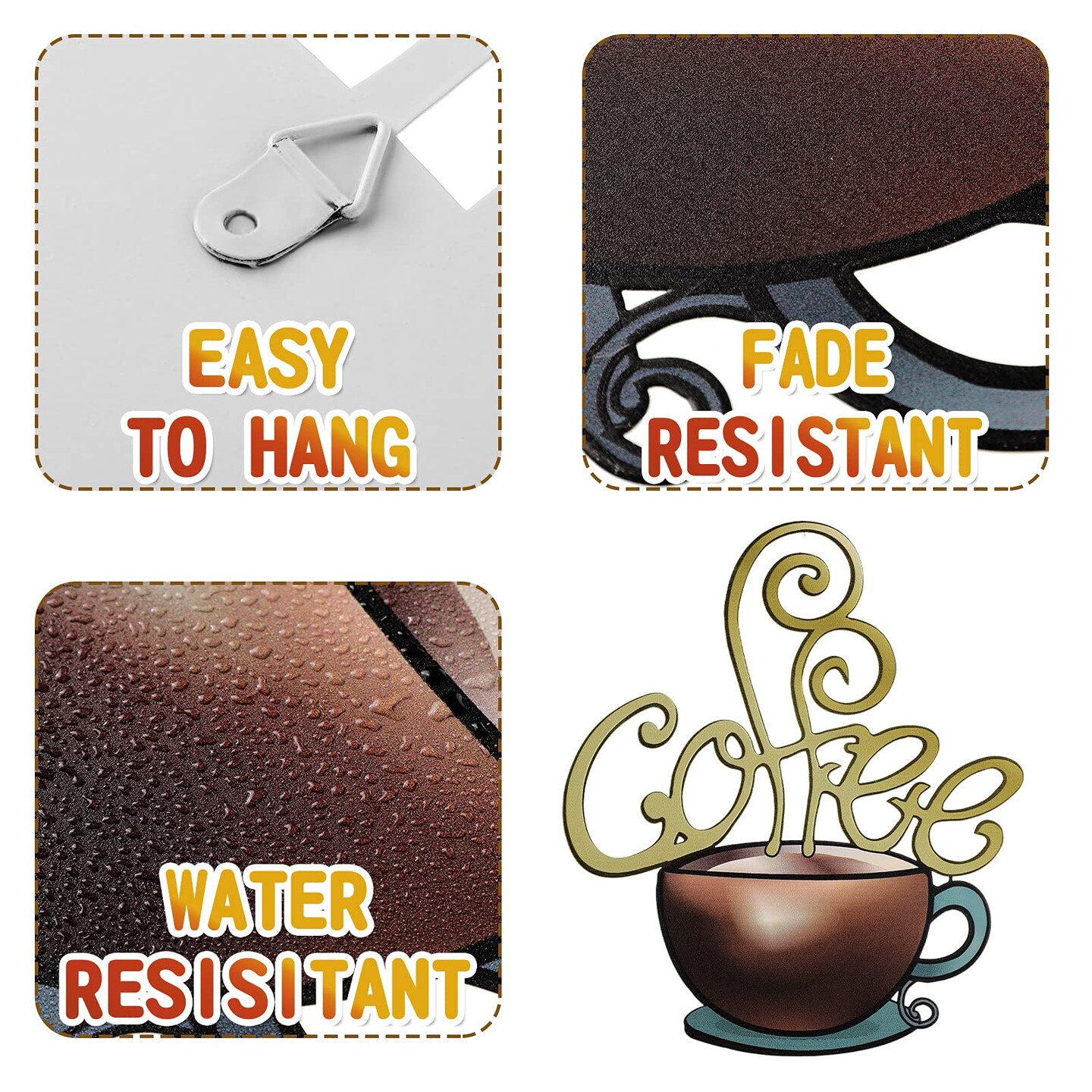 4 Pieces Metal Coffee Cup Wall Decor Coffee Bar Decor Coffee Decor Cafe Themed Wall Art Decoration Vintage Coffee Cup Wall Signs for kitchen decorations wall Coffee Shop Restaurant Lounge Decorations
