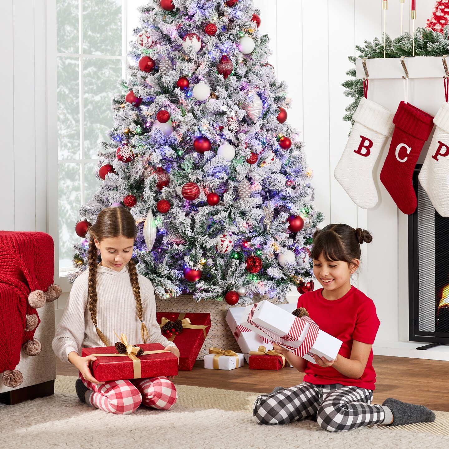 Best Choice Products Pre-Lit Holiday Christmas Pine Tree w/ Flocked Branches, Warm-White &#x26; Multicolored Lights