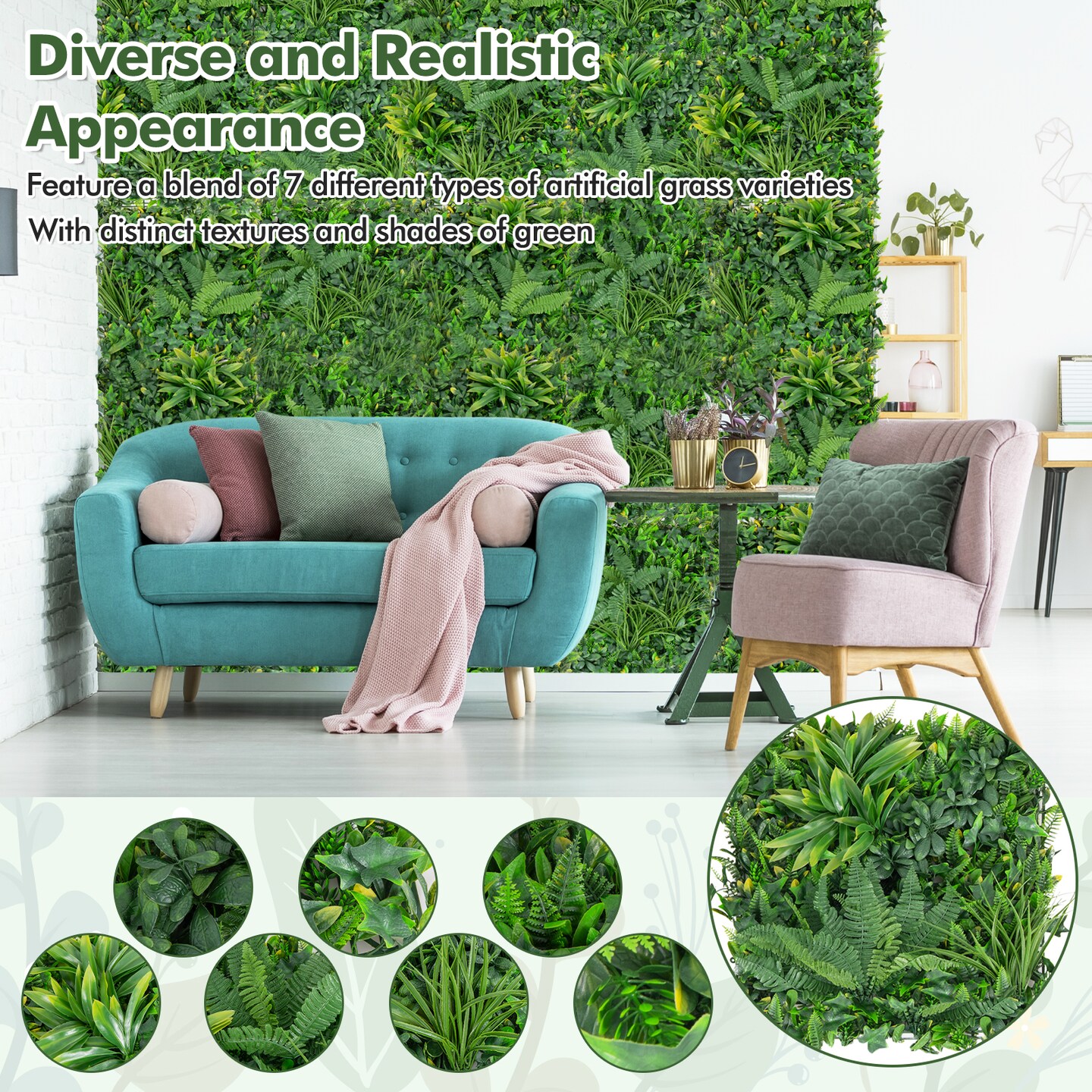 4 Pieces 20"x20" Artificial Boxwood Hedge Panels Faux Greenery Wall Decor for Indoor or Outdoor Use