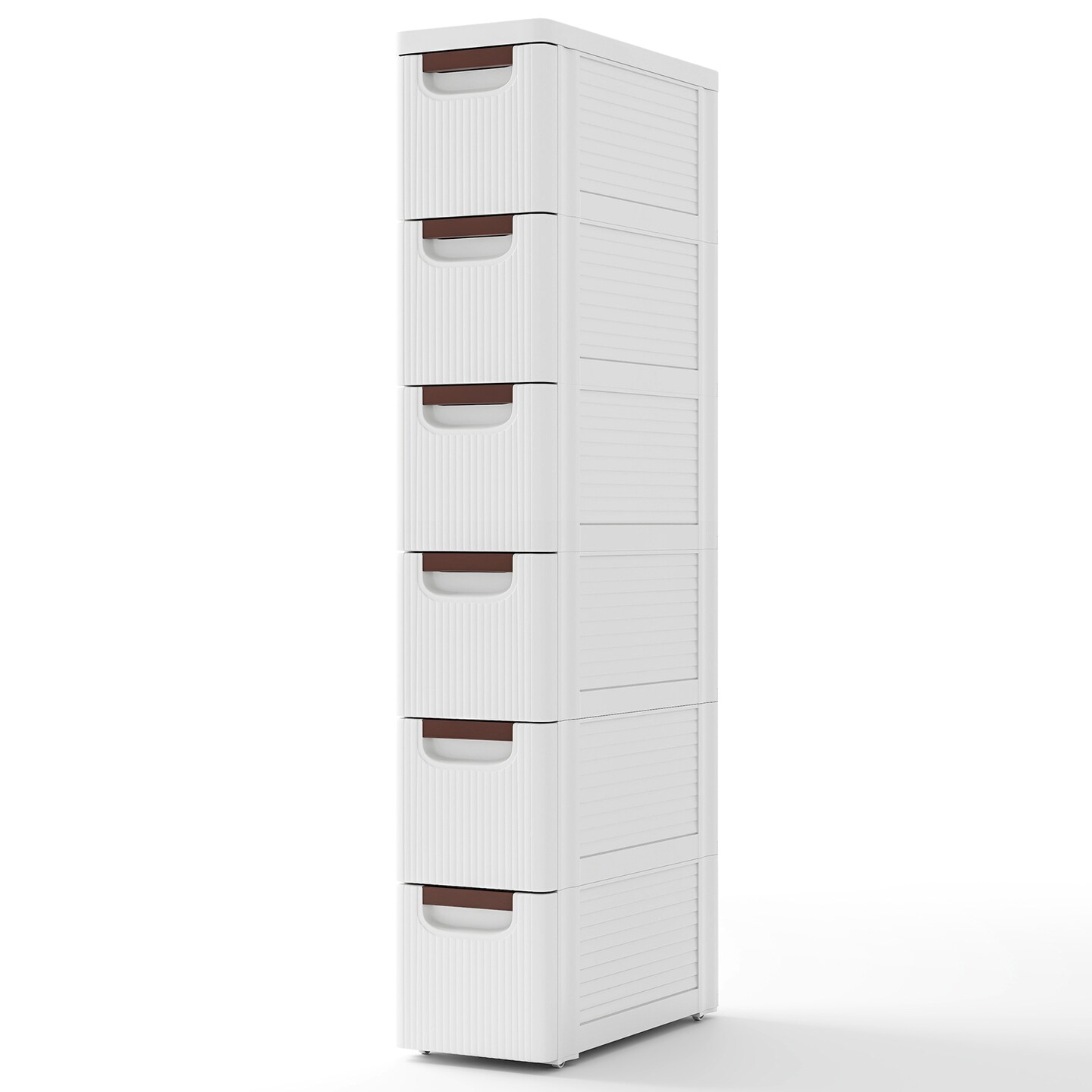 Rolling Organizer Unit Narrow Storage Cabinet with Built-In Wheels for Small Space-6-Drawer