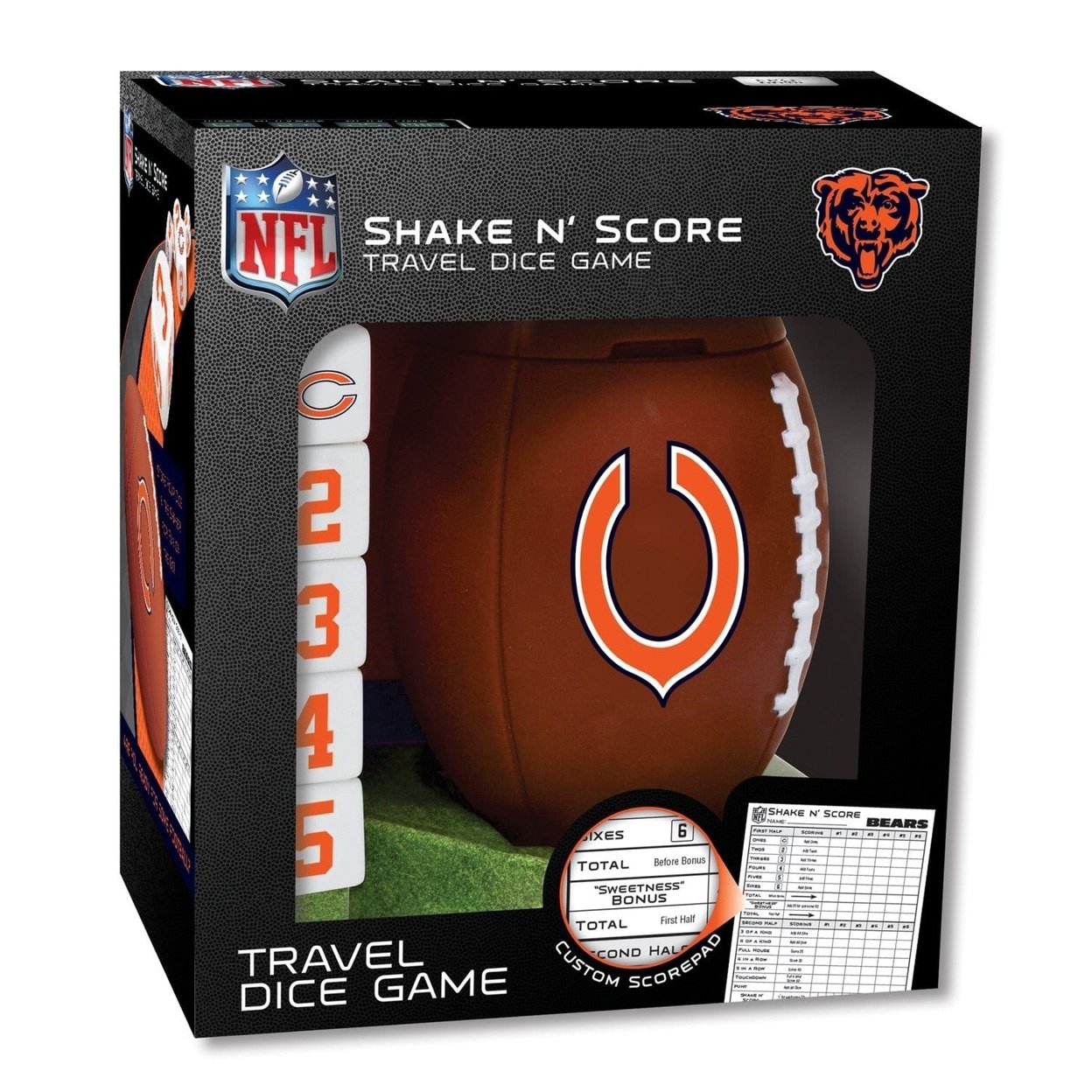 Chicago Bears Shake N Score Dice Game Official Nfl Travel Game For Fans