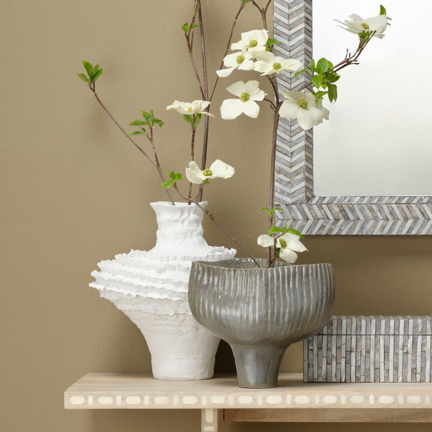 Jamie Young Company Mushroom Shaped Ceramic Vase - 10.5&#x22; - Gray