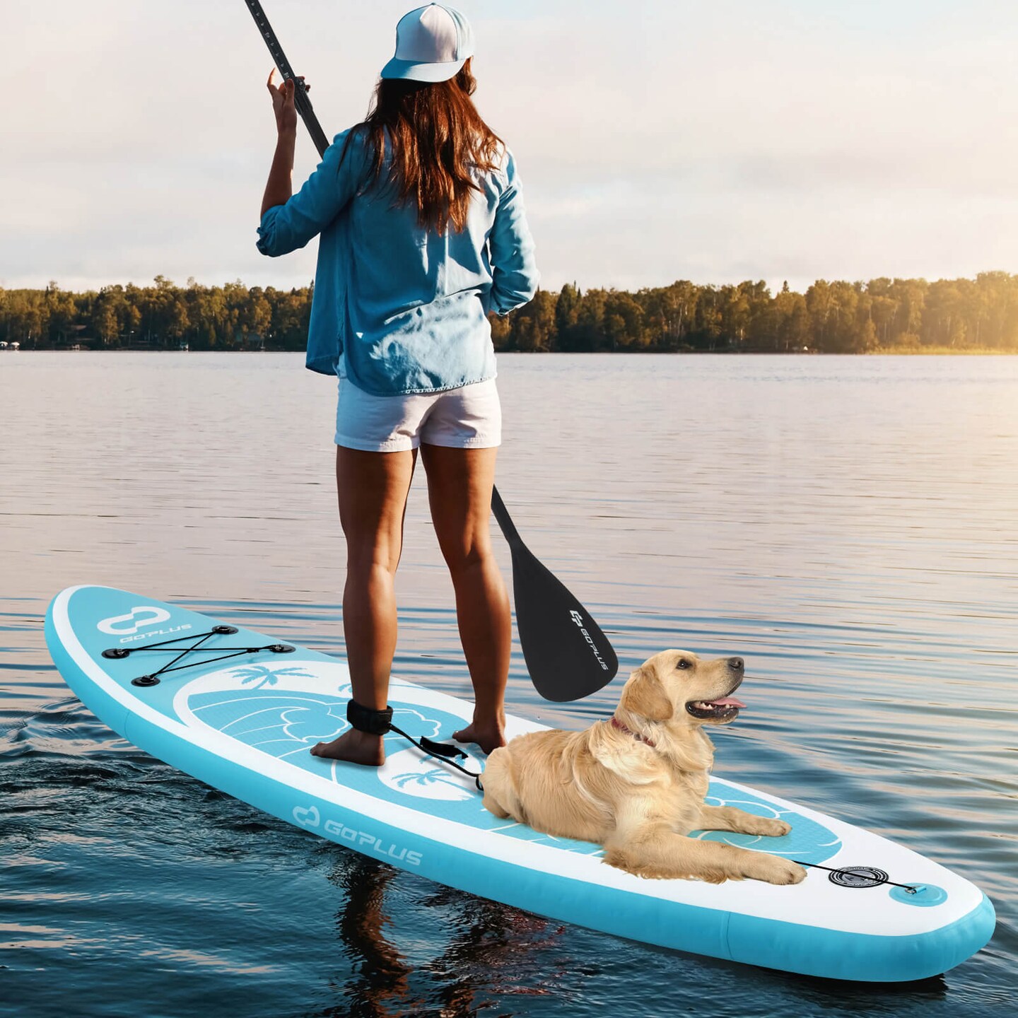 Goplus 10&#x27; Inflatable Stand Up Paddle Board 6&#x27;&#x27; Thick W/ Aluminum Paddle Leash Backpack Blue\Yellow