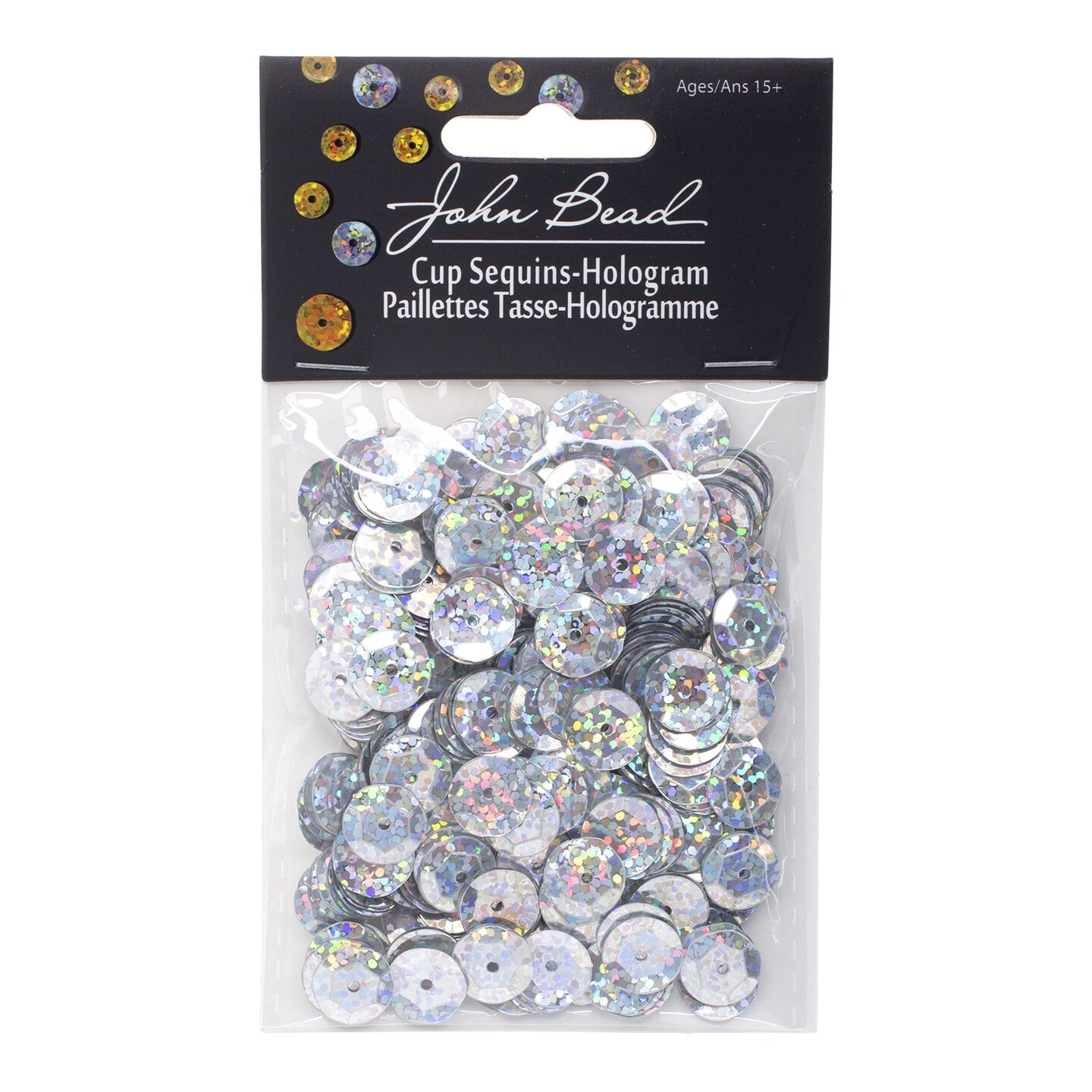 John Bead 10mm Flat Round Sequins Hologram, 450pcs