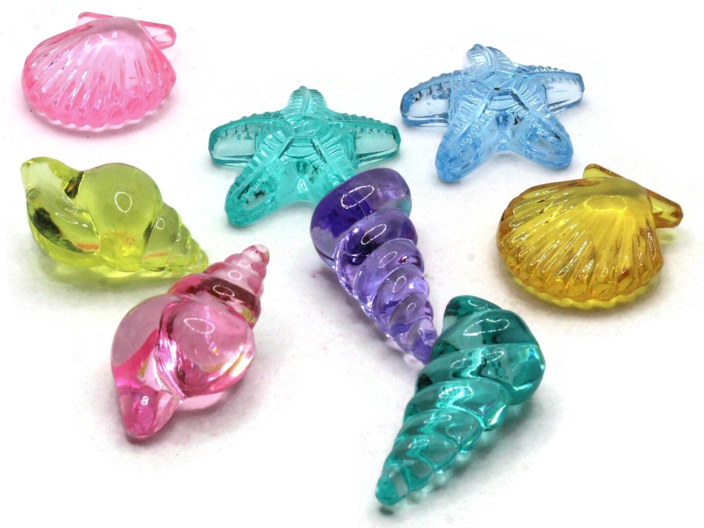 8 Mixed Color Plastic Mixed Shape Seashell Cabochons bE3