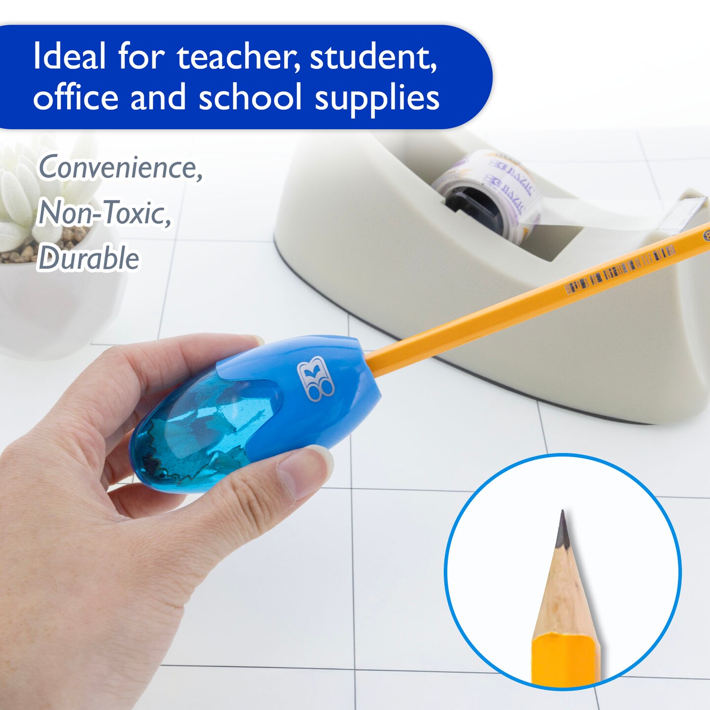 BAZIC Noah Sharpener w/ Receptacle (3/Pack)