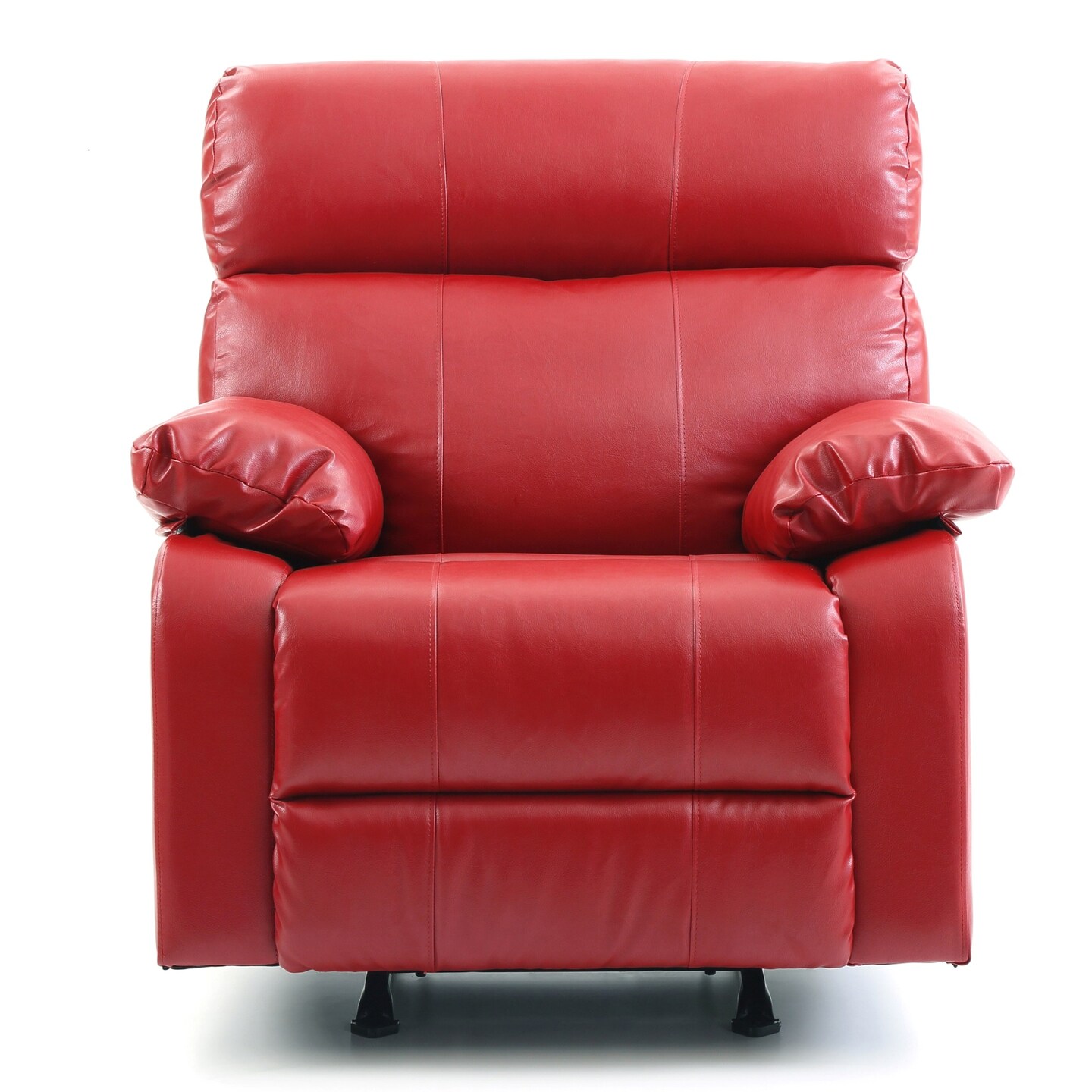 Contemporary Home Living Faux Leather Upholstered Reclining Chair with Padded Arms - 39&#x22; - Red