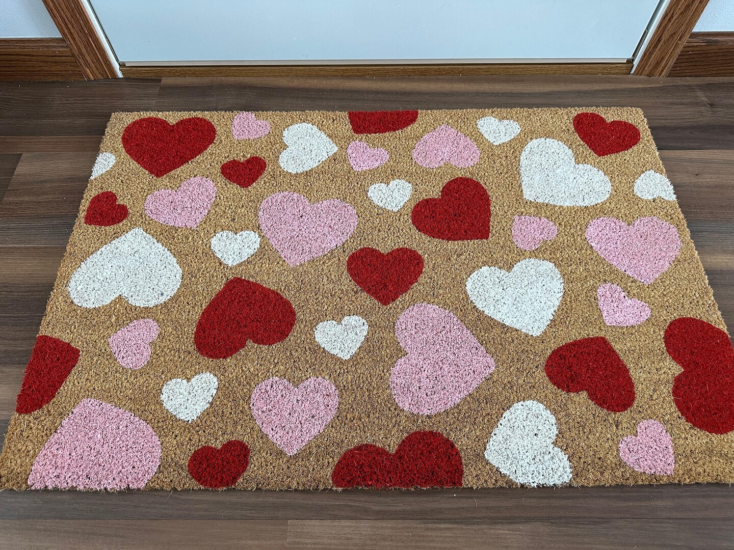 Oversized Falling Hearts Valentine's Outdoor Coir Door Mat | 23