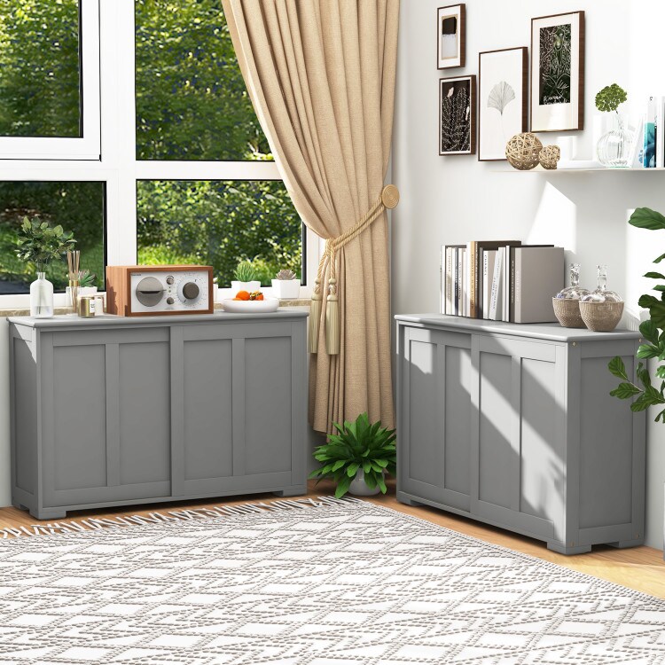 Grey MDF Kitchen Sideboard Cabinet with Adjustable Shelf and Spacious Top
