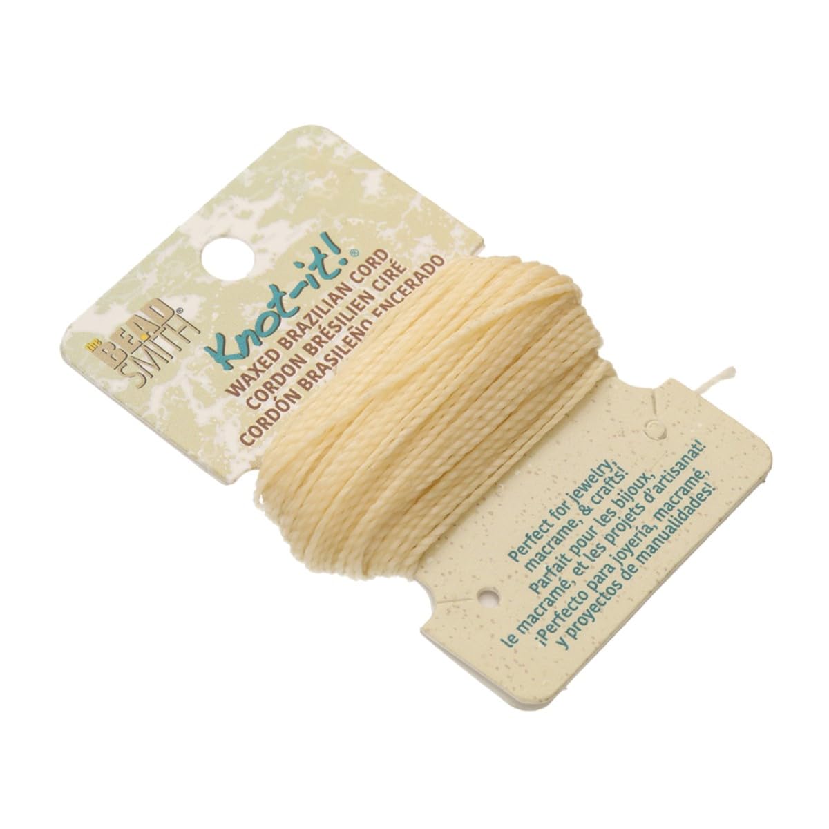 The Beadsmith Waxed Brazilian Cord, 0.7 mm Diameter, Light Wax, 15 Yards (13.7 m)