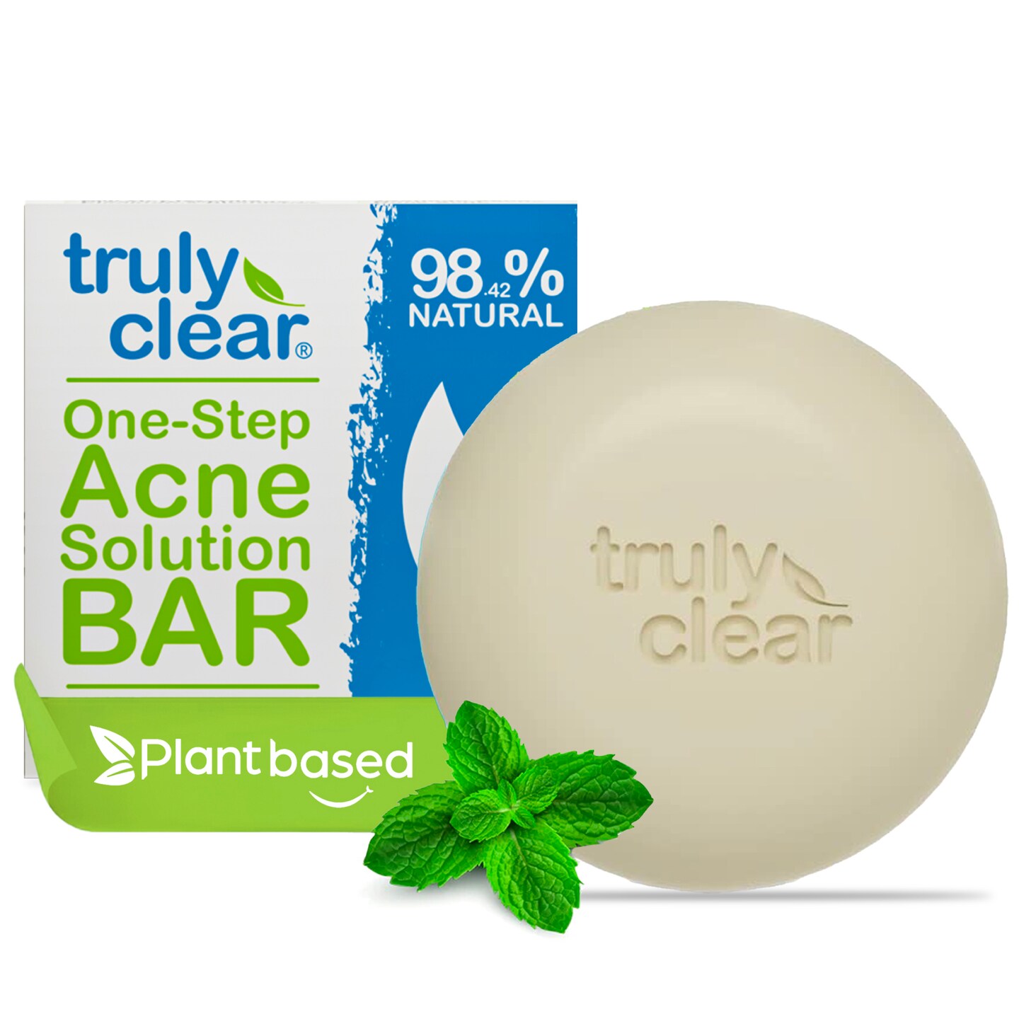 Truly Clear: One-Step Acne Solution Bar - Plant Based Soap, 1% Salicylic Acid, Hyaluronic Acid, Face & Body Cleansing, Non-Drying Skincare Treatment
