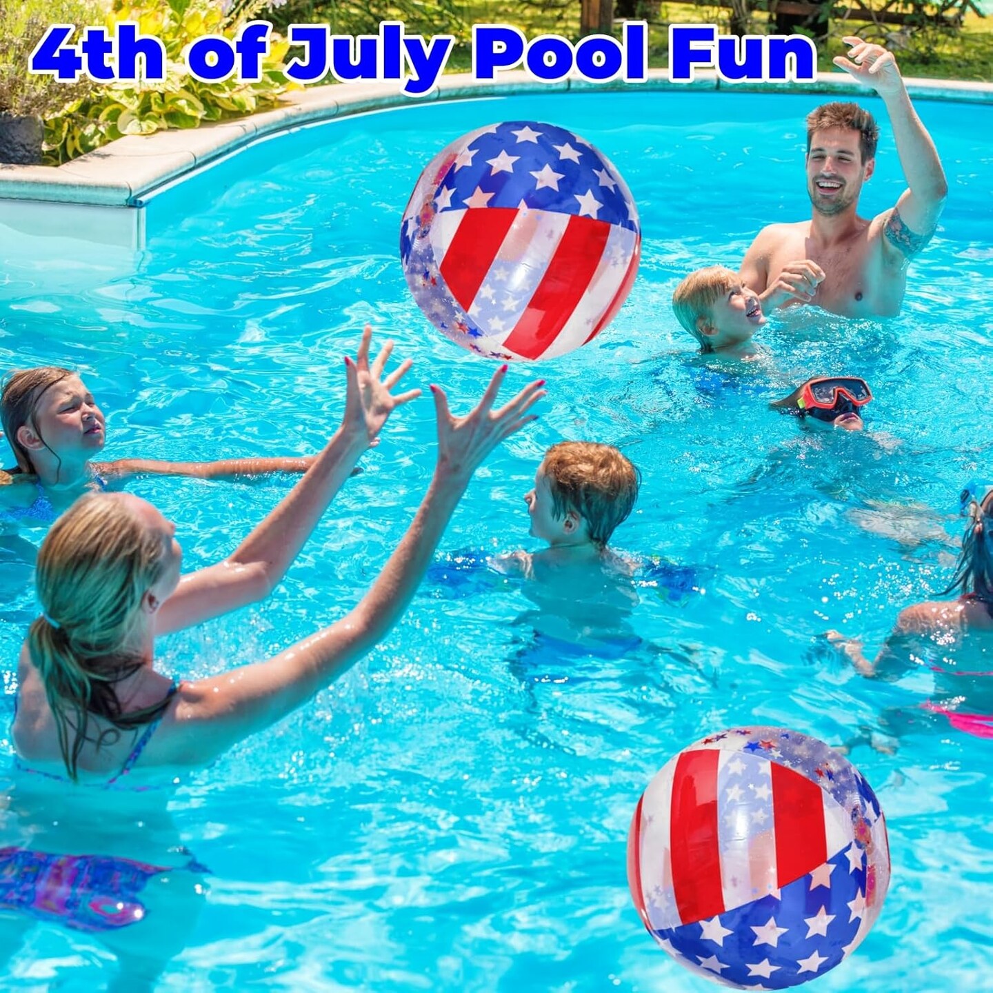 2 Pack Patriotic Inflatable Beach Ball Filled with Stars Confetti