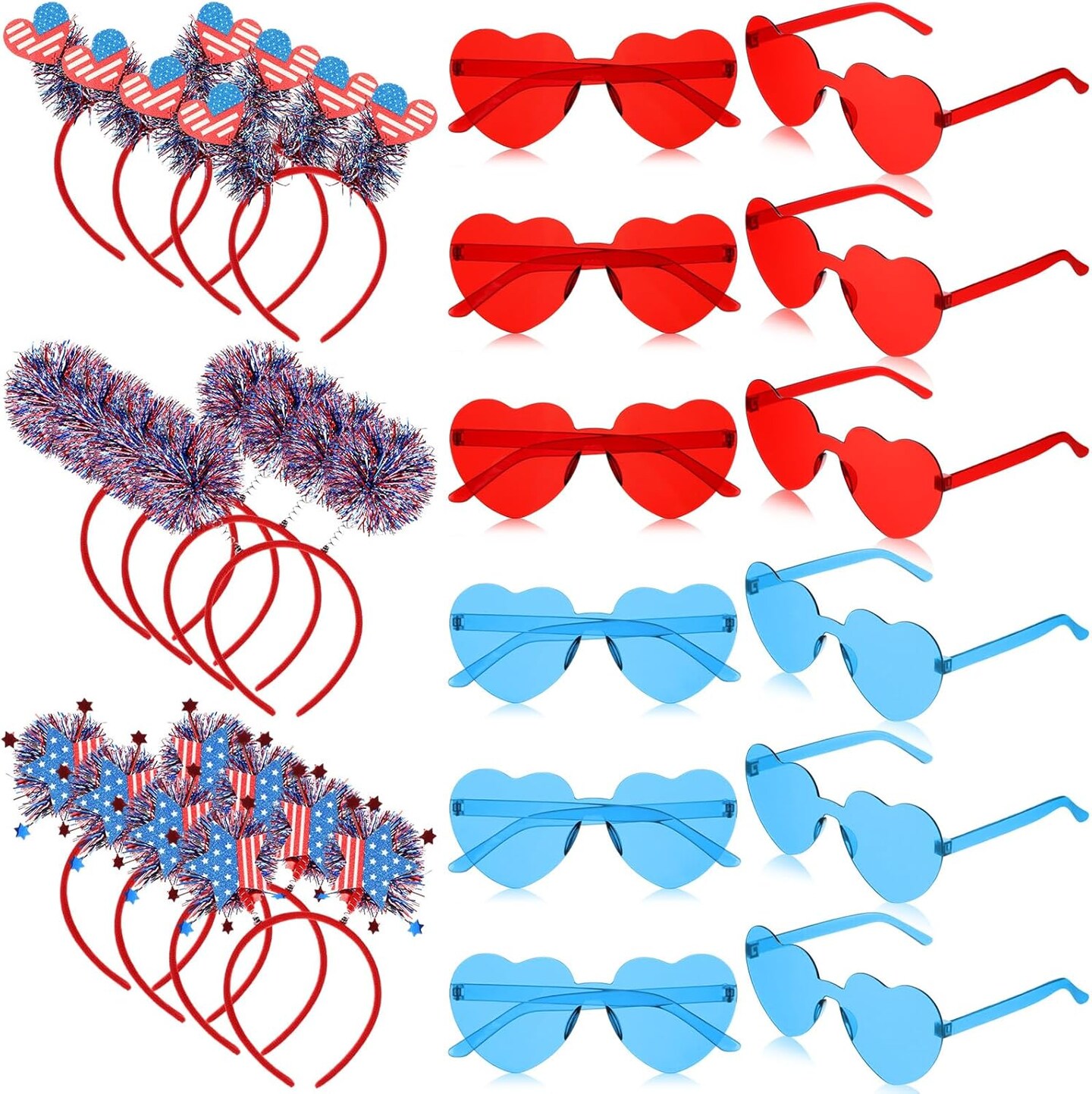 24 Pieces 4th of July Patriotic Headbands and Glasses Set (Stylish Style)