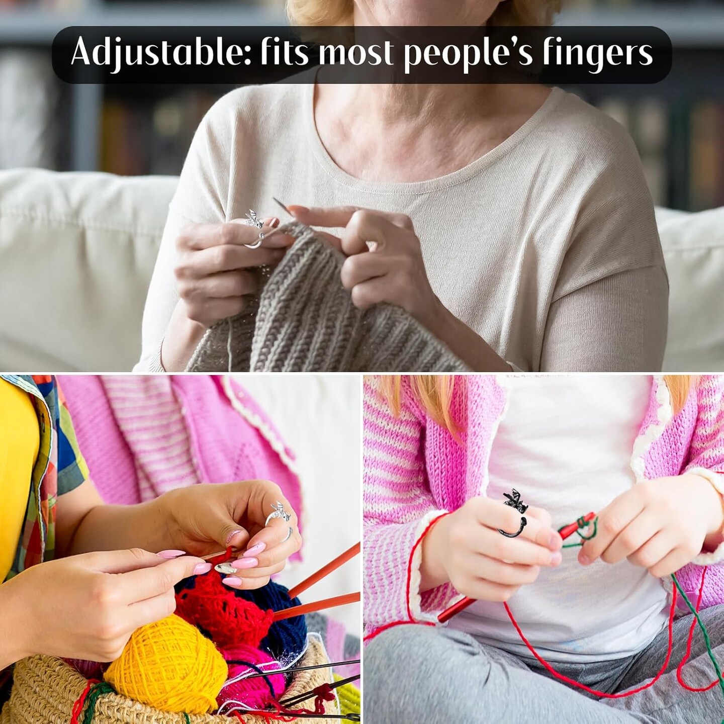 4PCS Crochet Rings, Dragon Tension Rings