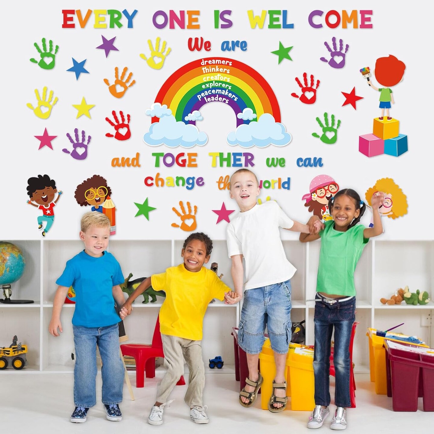 73 Pcs Diversity Bulletin Board Decoration Set Diverse Student Hand